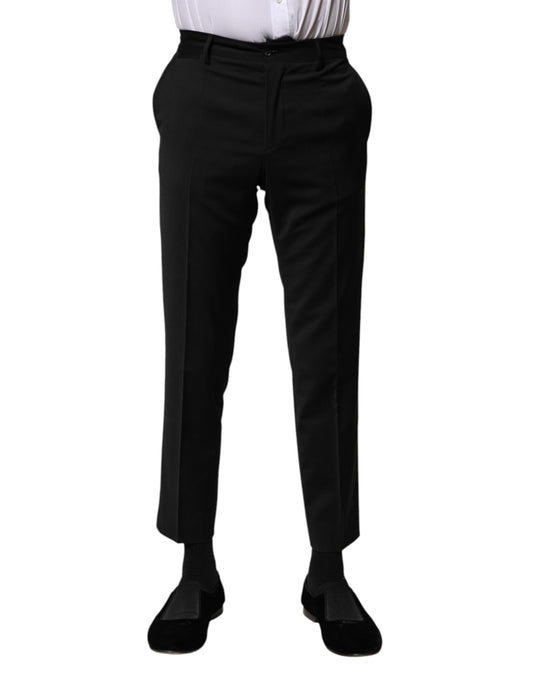 Dolce & Gabbana Black Wool Formal Men Cropped Pants Dolce & Gabbana