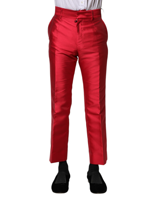 Dolce & Gabbana Red Polyester Cropped Dress Pants Dolce & Gabbana