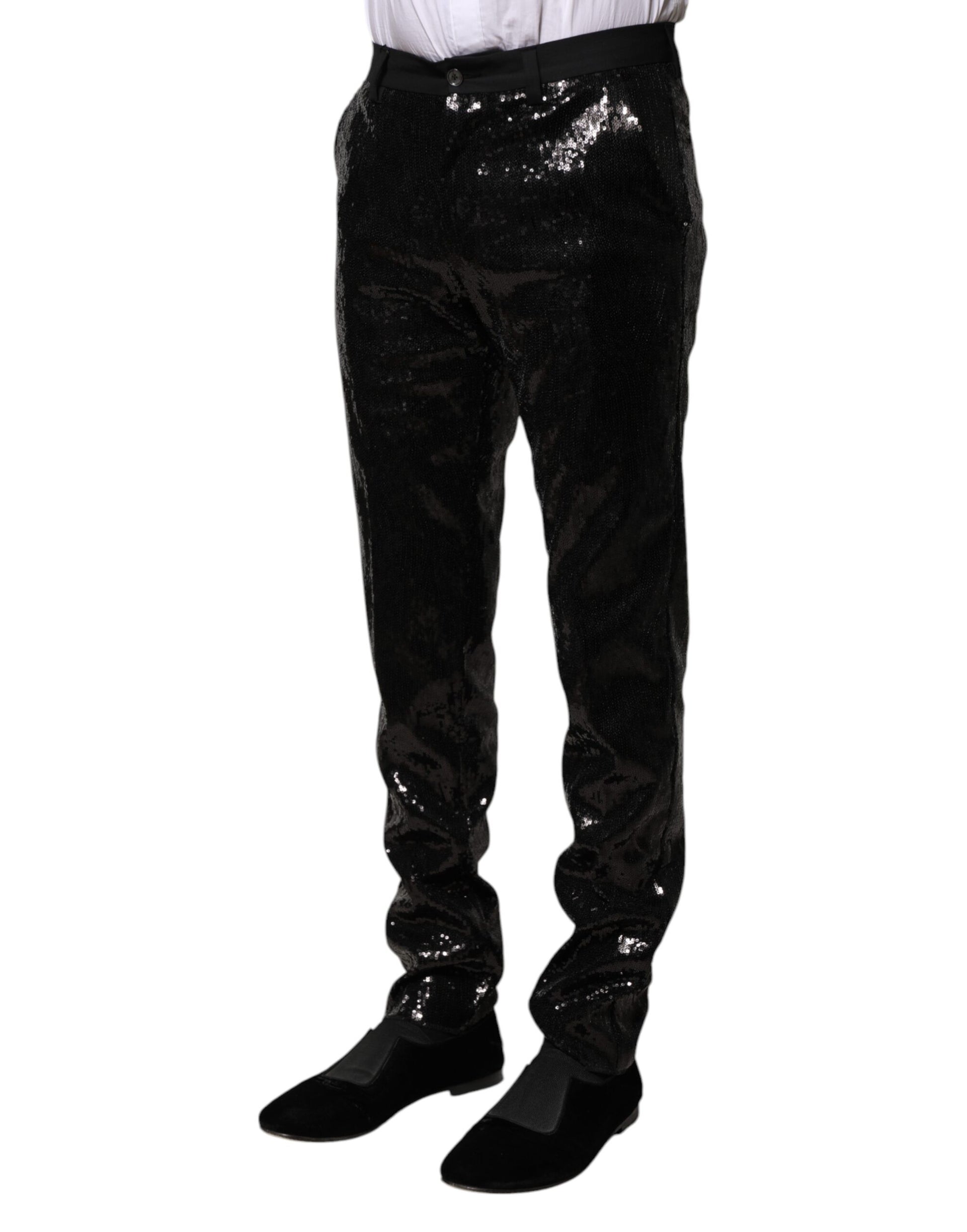 Dolce & Gabbana Black Sequined Embellishment Pants Dolce & Gabbana
