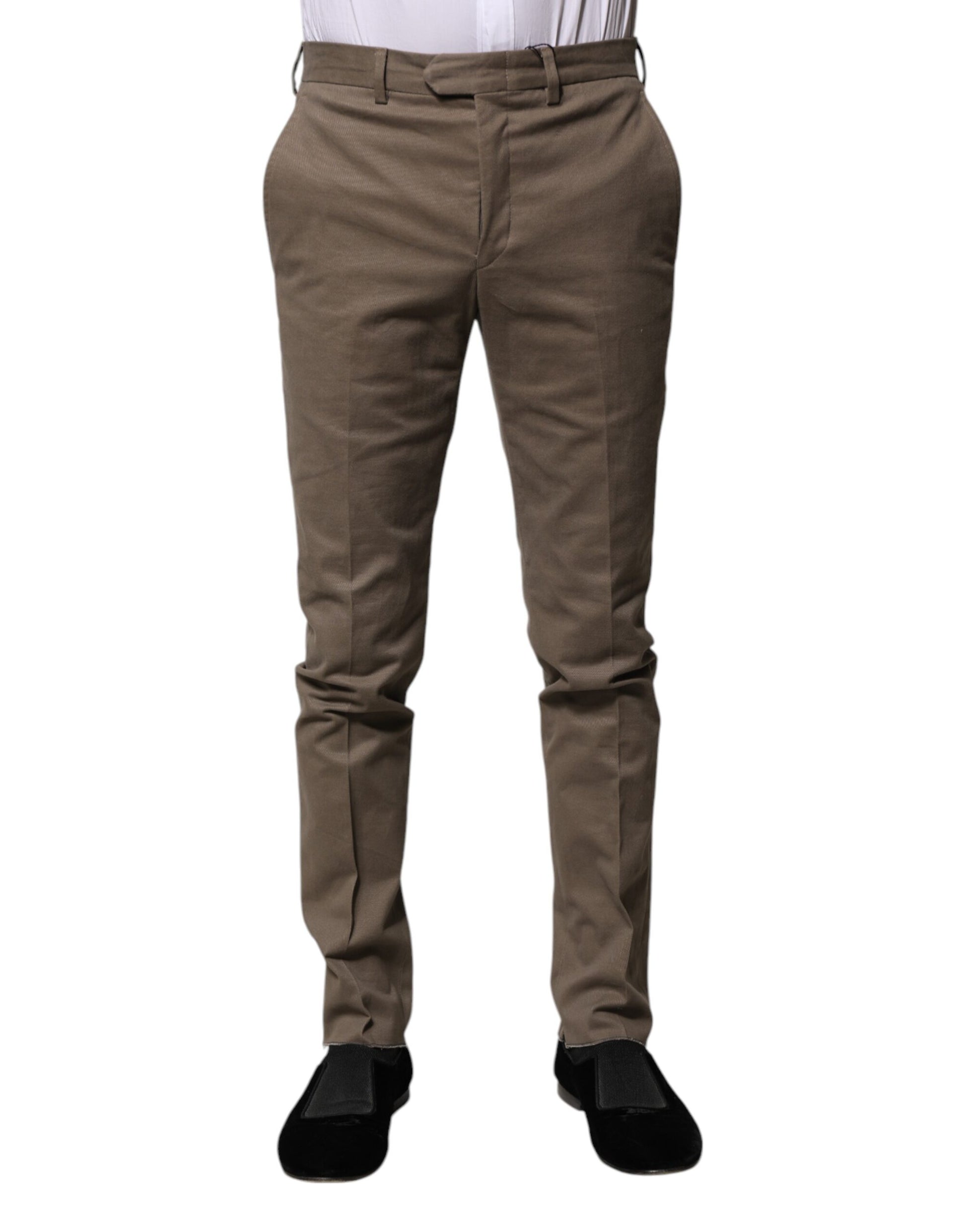 BENCIVENGA Brown Cotton Tapered Formal Dress Pants BENCIVENGA