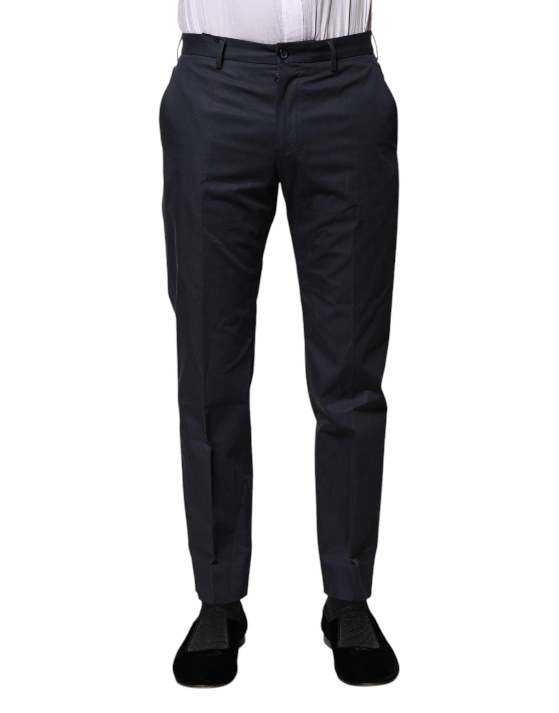 Dolce & Gabbana Dark Blue Cotton Formal Pants Dolce & Gabbana