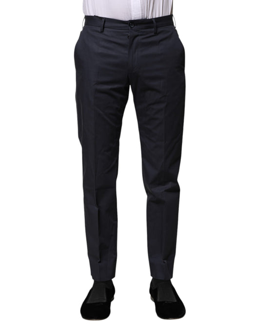 Dolce & Gabbana Dark Blue Cotton Formal Pants Dolce & Gabbana