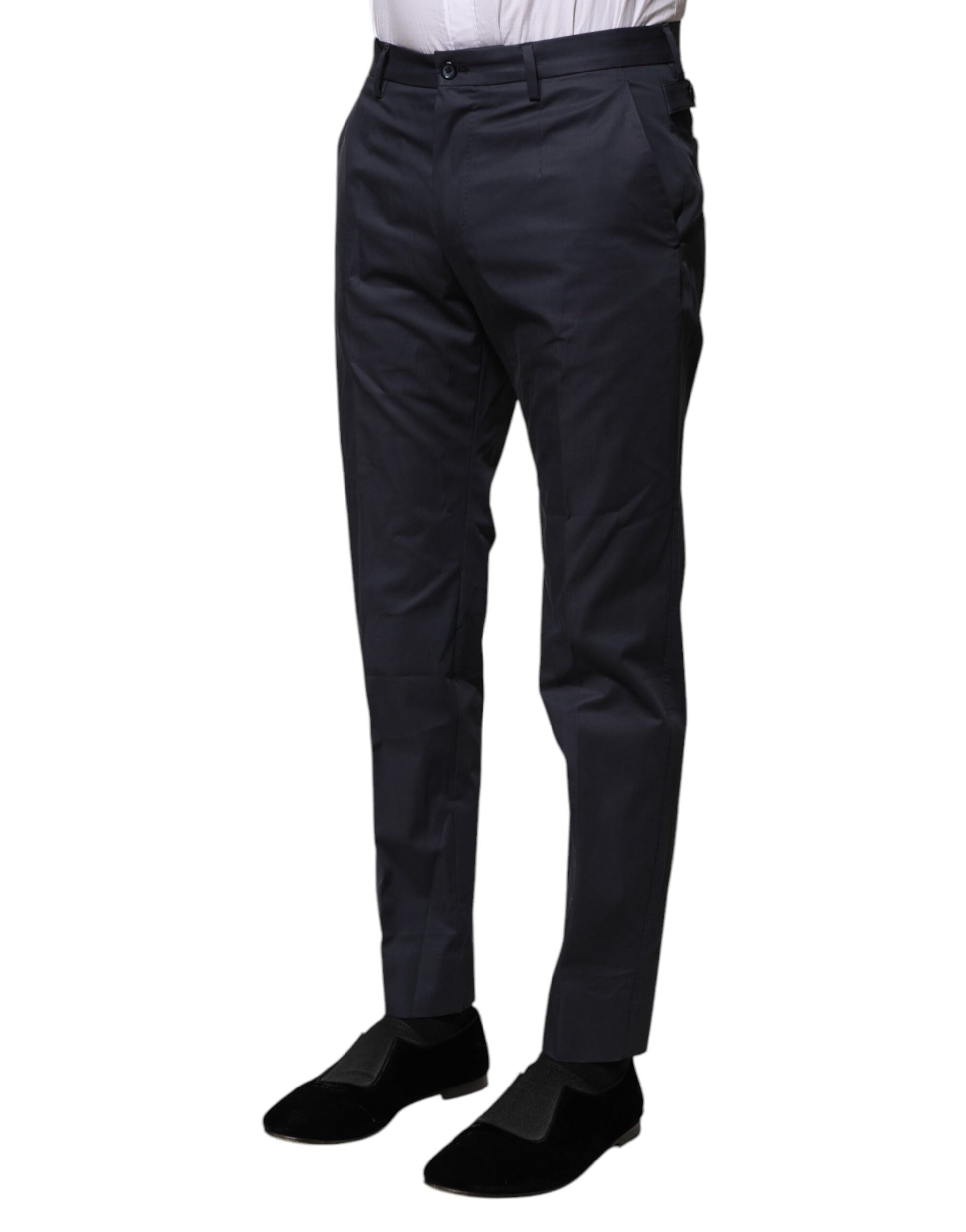 Dolce & Gabbana Dark Blue Cotton Formal Pants Dolce & Gabbana