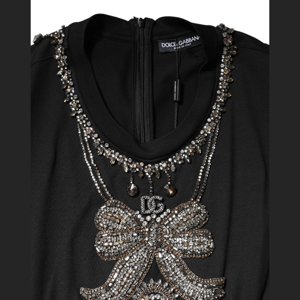 Dolce & Gabbana Black Cotton Rhinestone Embellished Tank Top