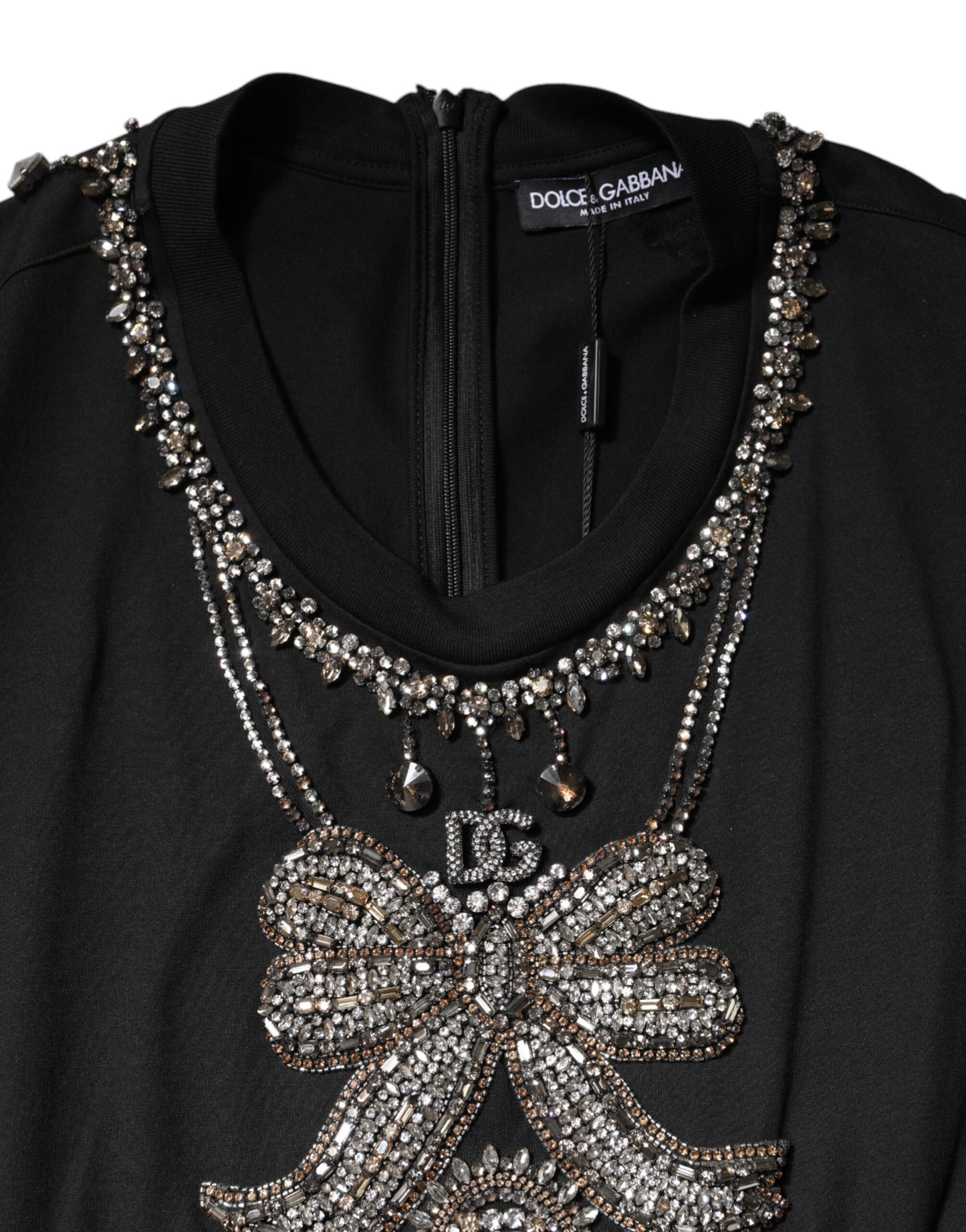 Dolce & Gabbana Black Cotton Rhinestone Embellished Tank Top Dolce & Gabbana