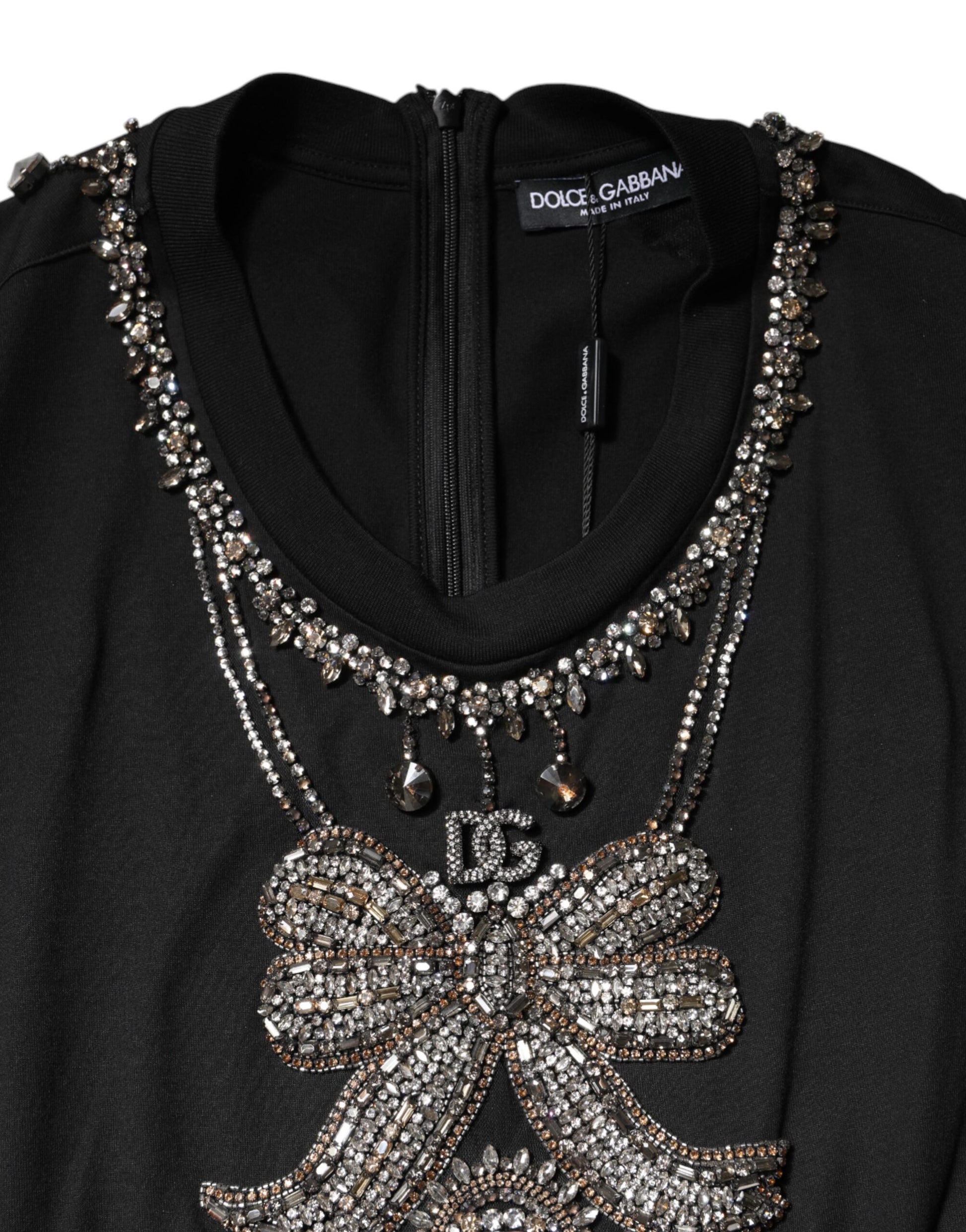 Dolce & Gabbana Black Cotton Rhinestone Embellished Tank Top Dolce & Gabbana