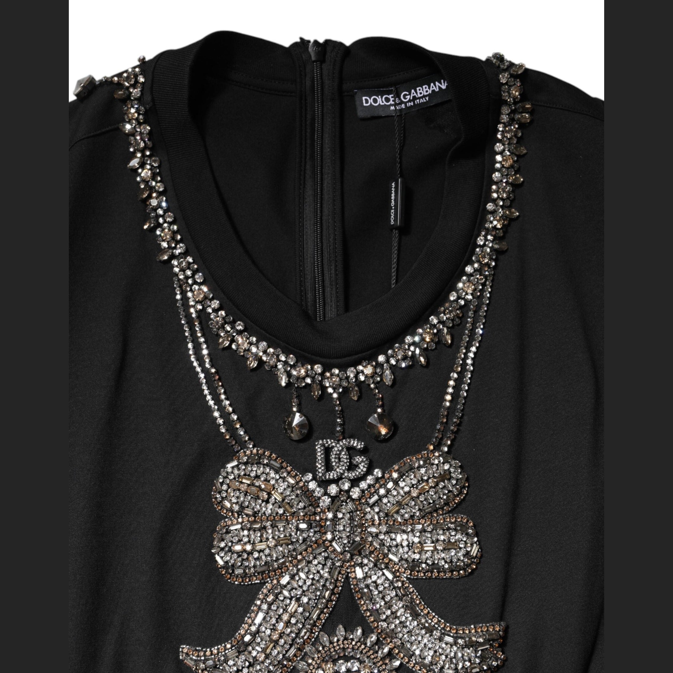 Dolce & Gabbana Black Cotton Rhinestone Embellished Tank Top