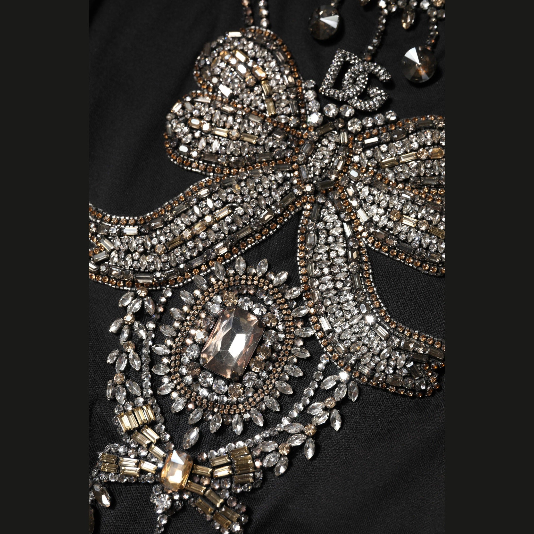 Dolce & Gabbana Black Cotton Rhinestone Embellished Tank Top