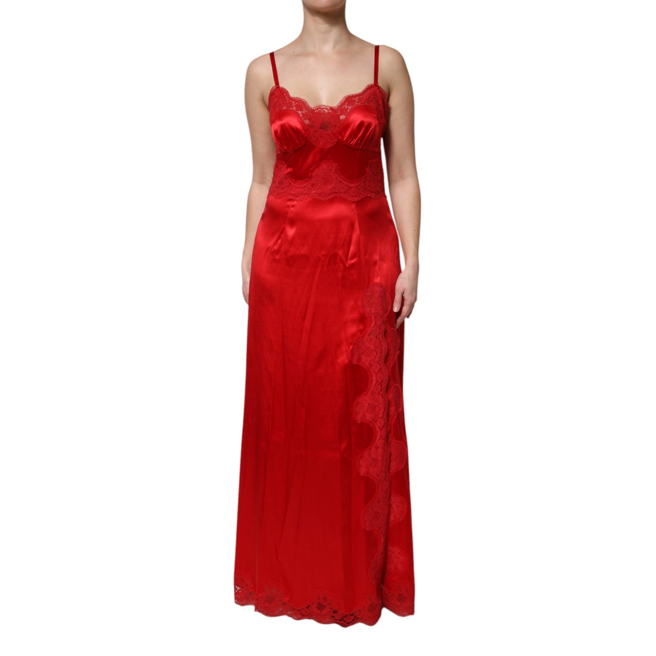 Dolce & Gabbana Red Silk Sleeveless Maxi Long Dress