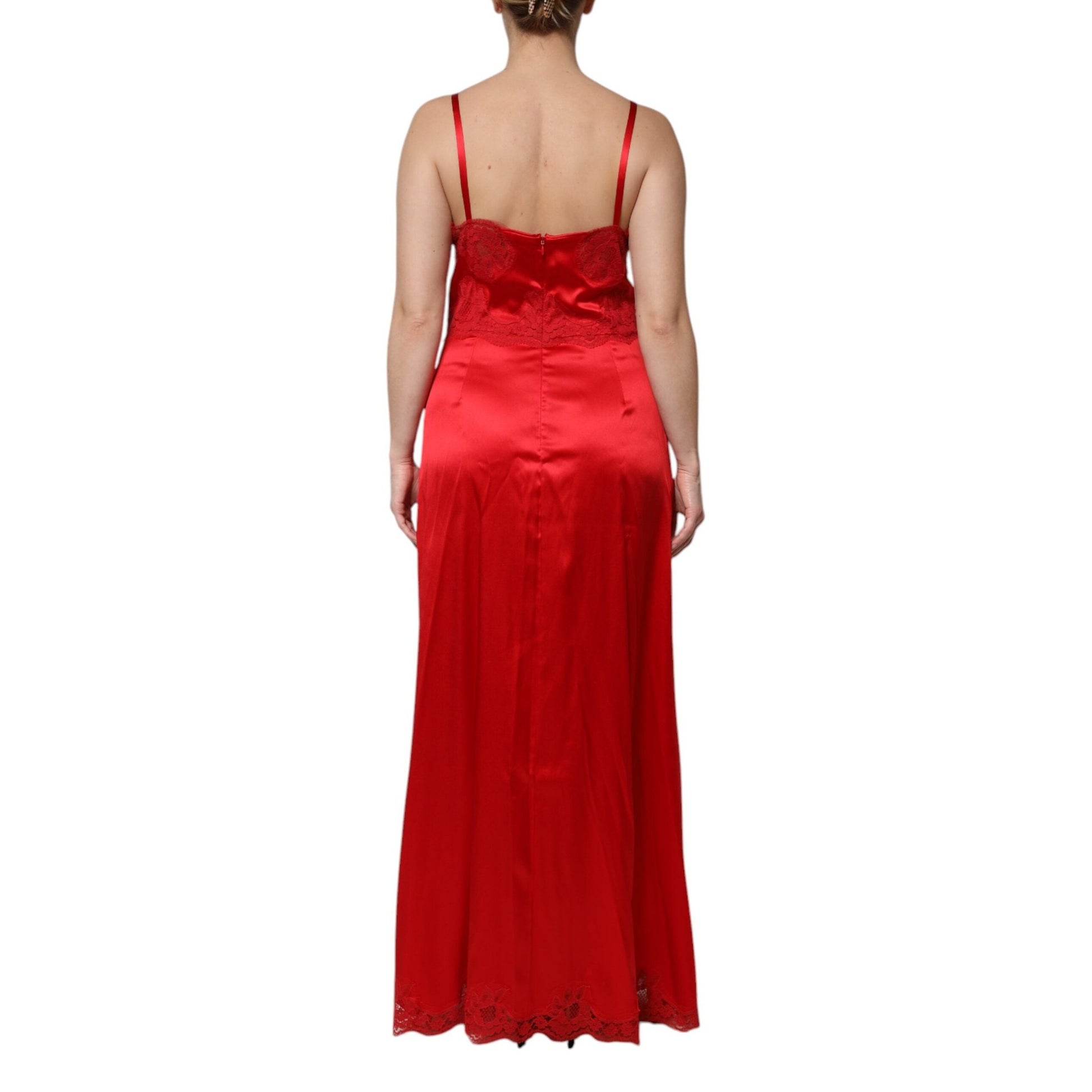 Dolce & Gabbana Red Silk Sleeveless Maxi Long Dress