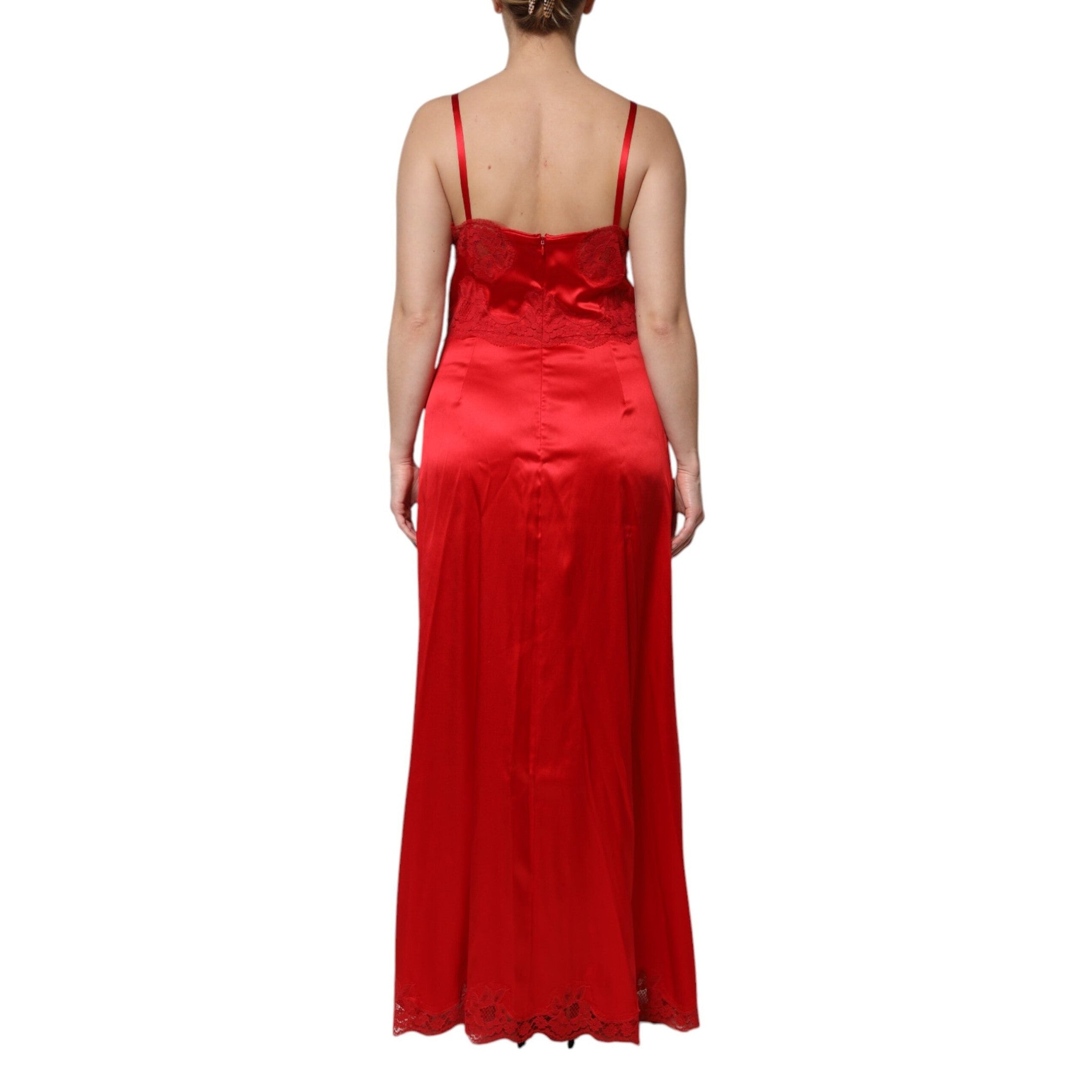 Dolce & Gabbana Red Silk Sleeveless Maxi Long Dress