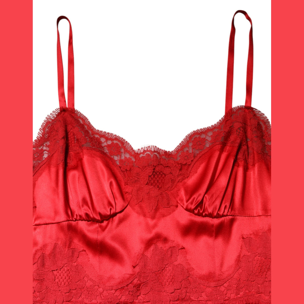 Dolce & Gabbana Red Silk Sleeveless Maxi Long Dress