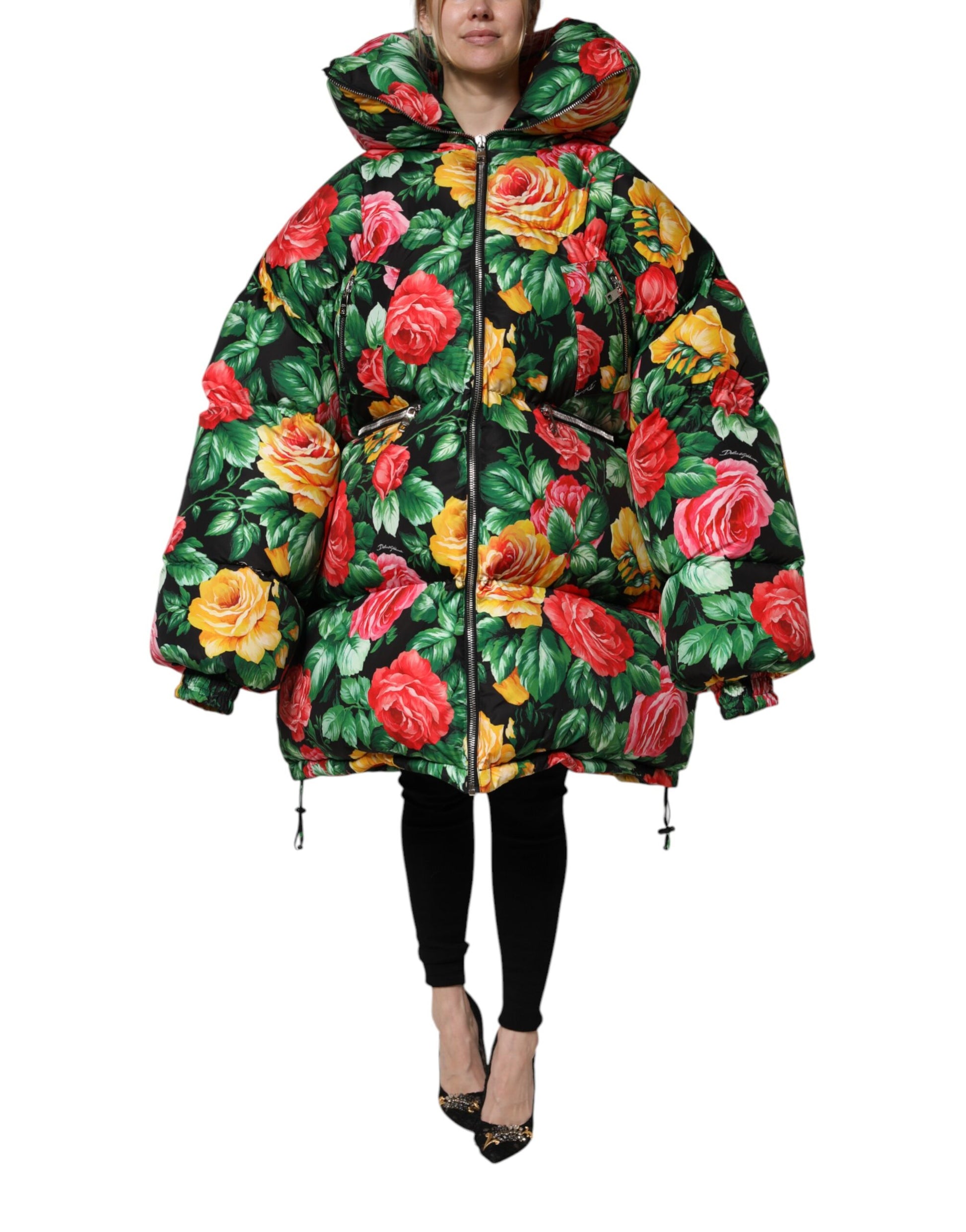 Dolce & Gabbana Multicolor Floral Puffer Hooded Jacket Dolce & Gabbana