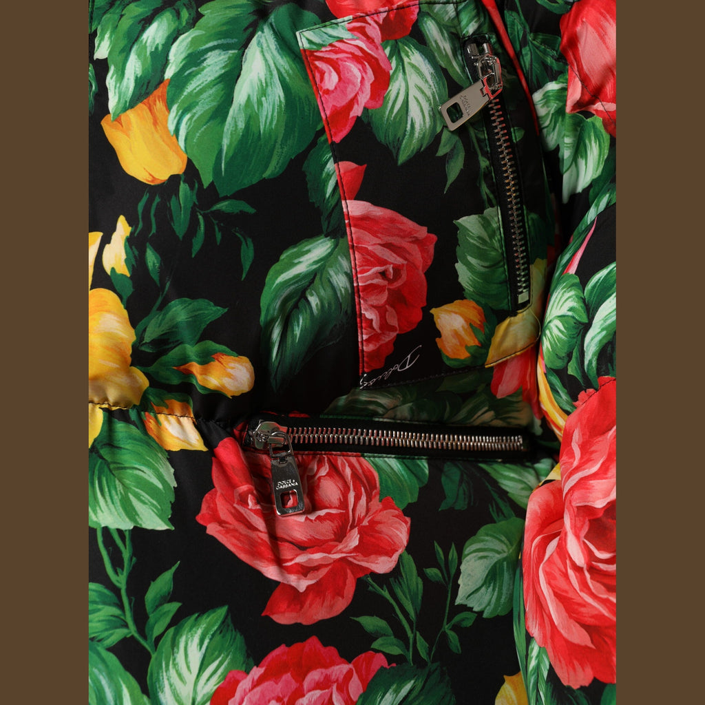 Dolce & Gabbana Multicolor Floral Puffer Hooded Jacket