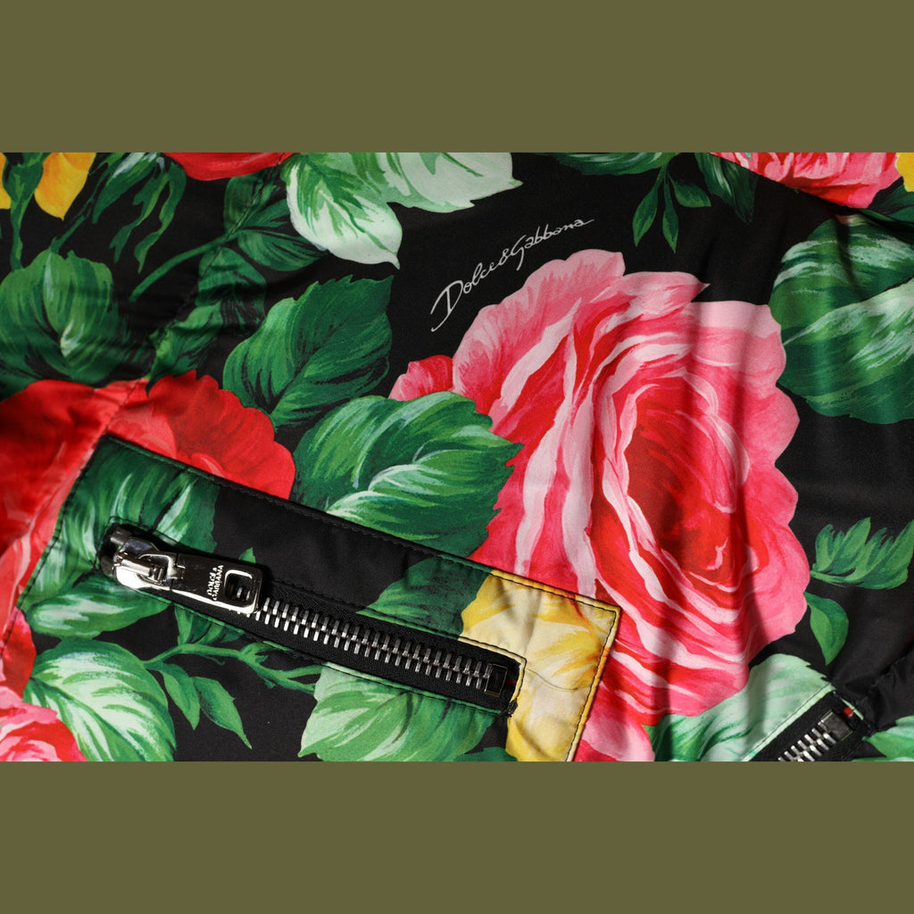 Dolce & Gabbana Multicolor Floral Puffer Hooded Jacket