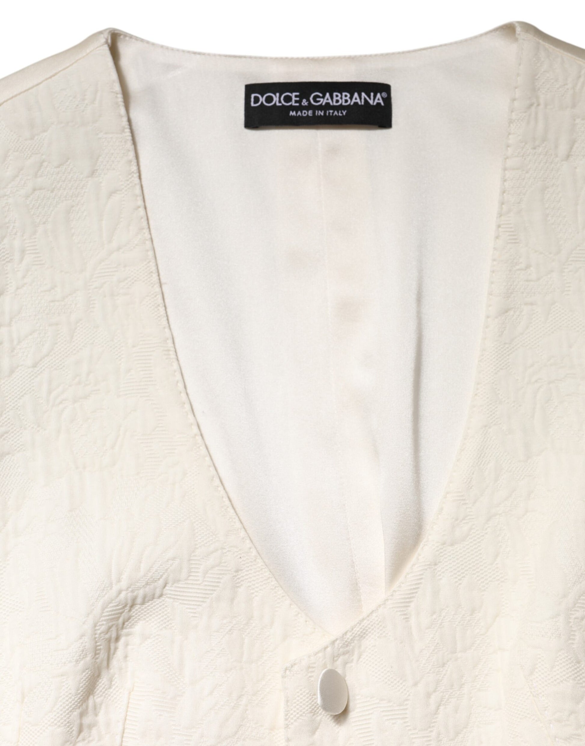 Dolce & Gabbana Ivory Cotton Button Down Sleeveless Vest Top Dolce & Gabbana
