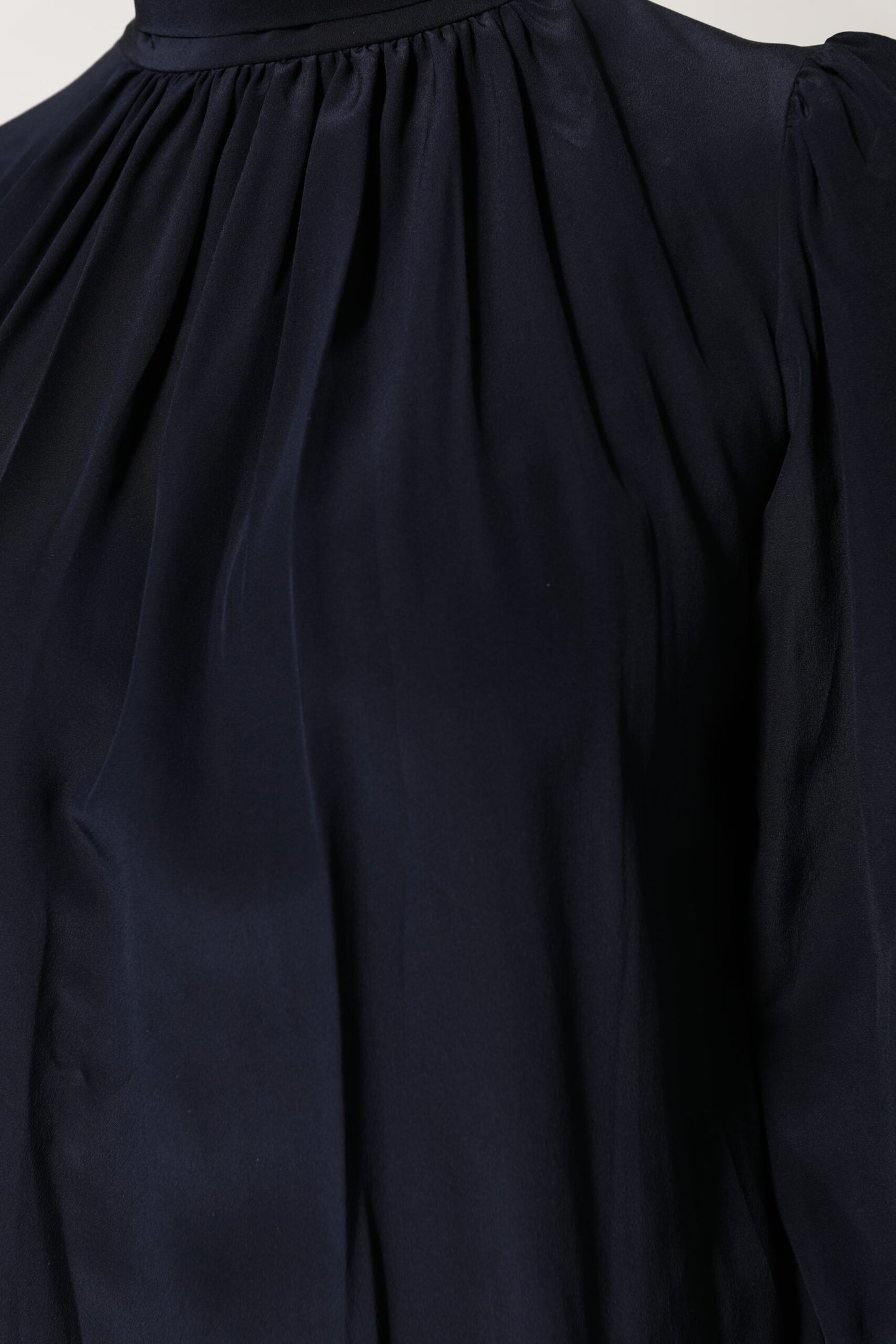 Dolce & Gabbana Blue Silk Mock Neck Long Sleeves Blouse Top Dolce & Gabbana