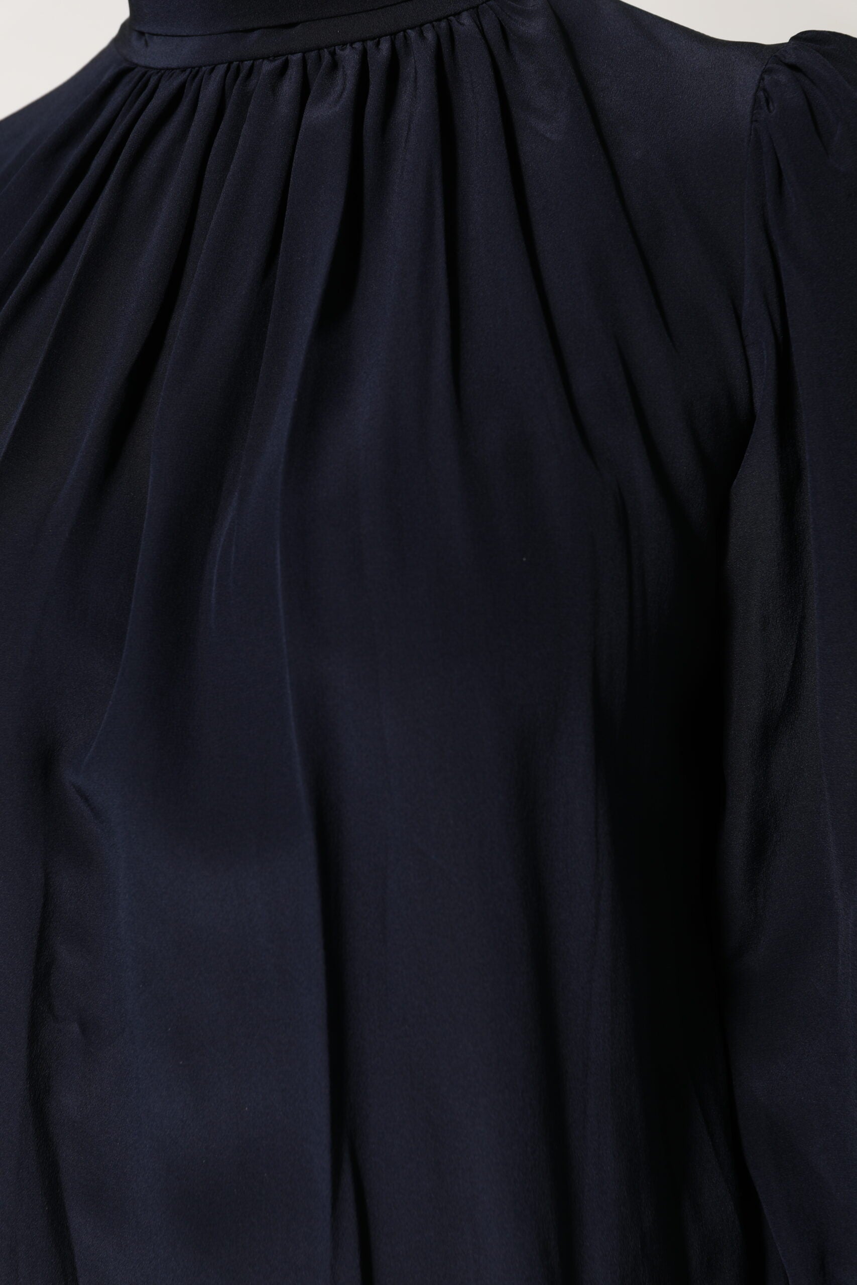 Dolce & Gabbana Blue Silk Mock Neck Long Sleeves Blouse Top Dolce & Gabbana