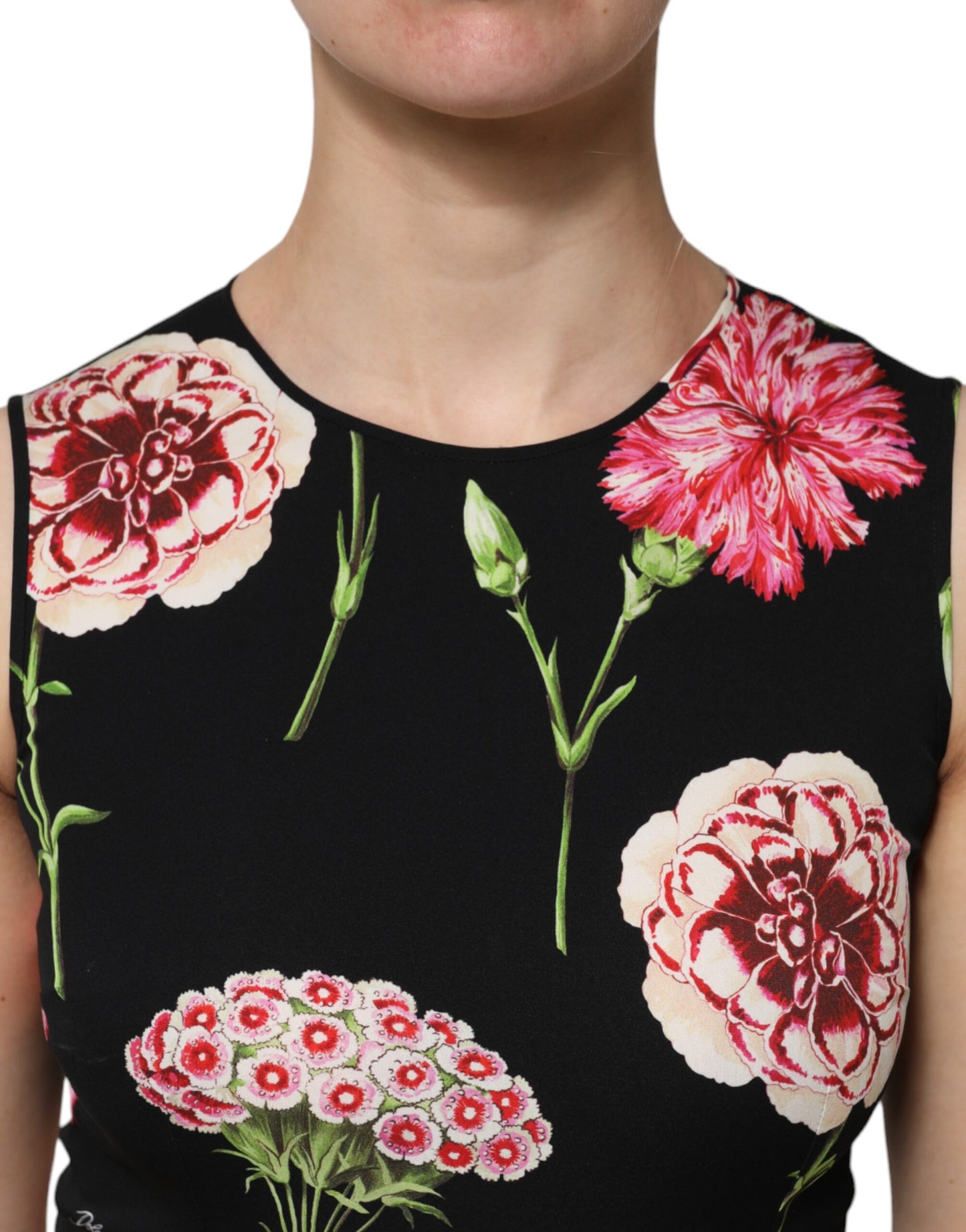 Dolce & Gabbana Black Floral Print Sleeveless Tank Blouse Top Dolce & Gabbana