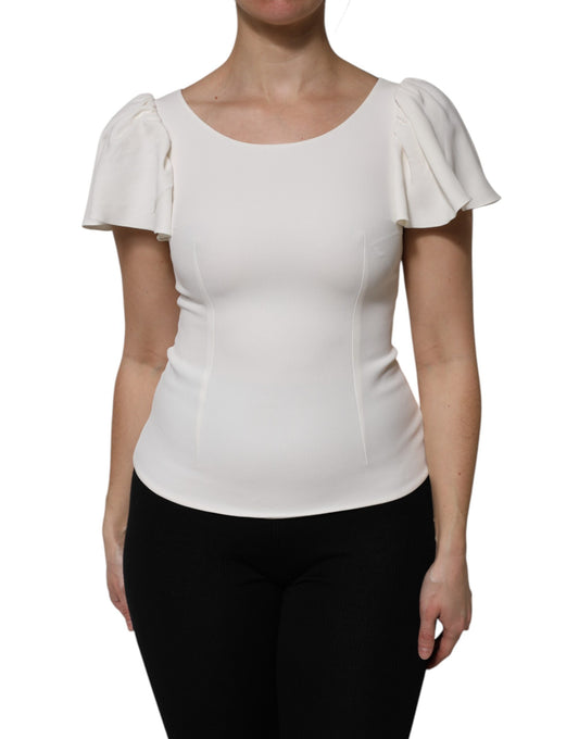 Dolce & Gabbana White Viscose Round Neck Short Sleeves Top Dolce & Gabbana