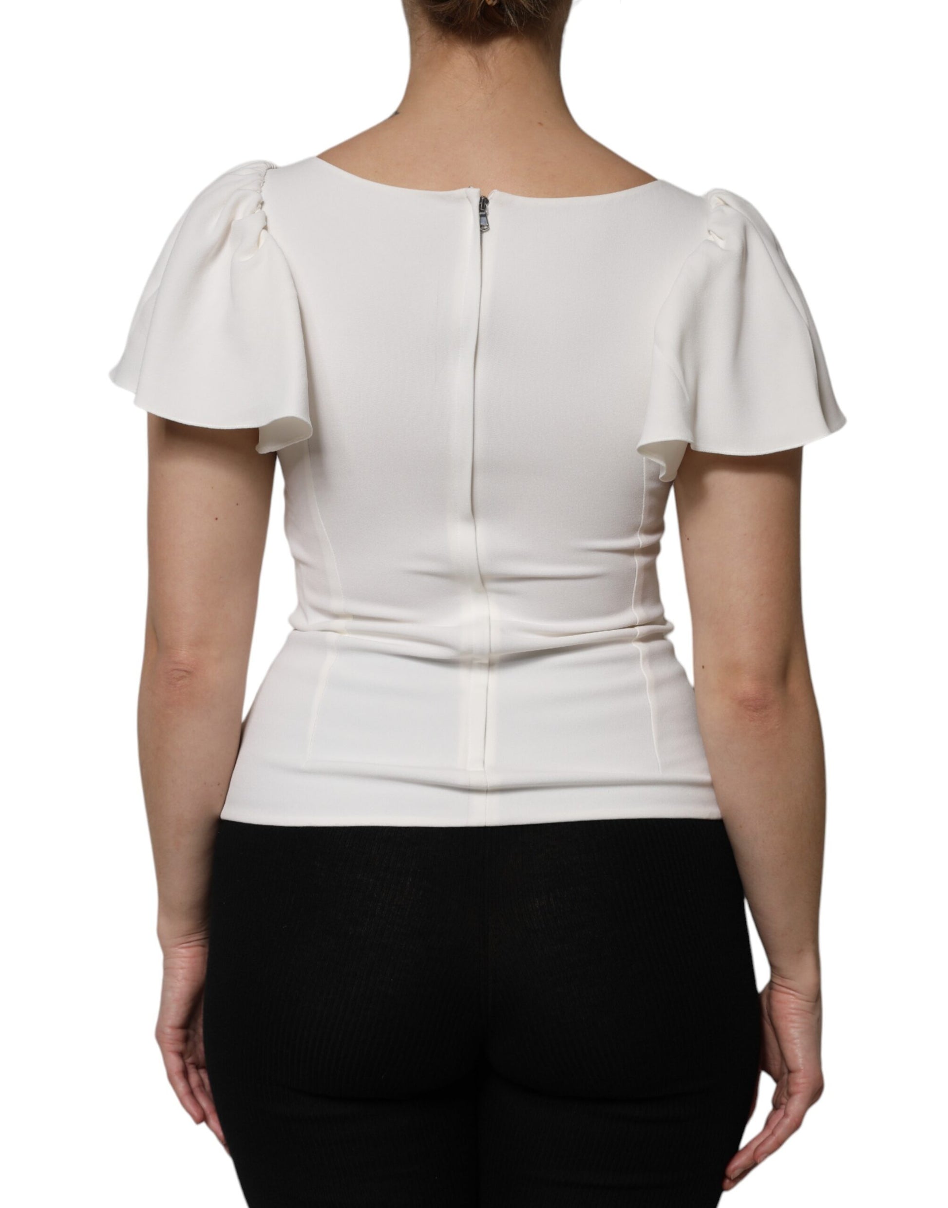 Dolce & Gabbana White Viscose Round Neck Short Sleeves Top Dolce & Gabbana