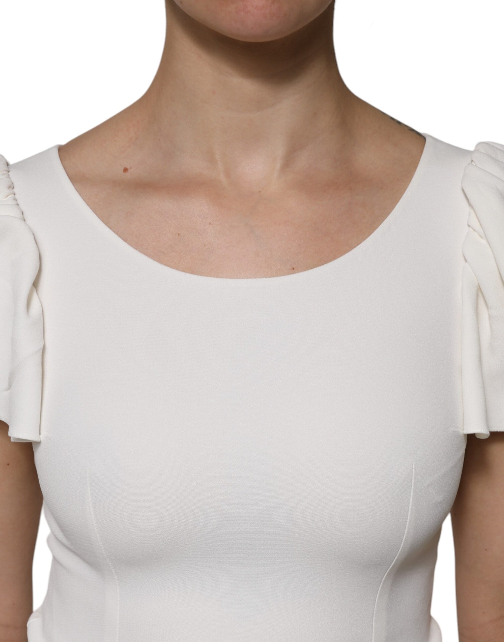 Dolce & Gabbana White Viscose Round Neck Short Sleeves Top Dolce & Gabbana
