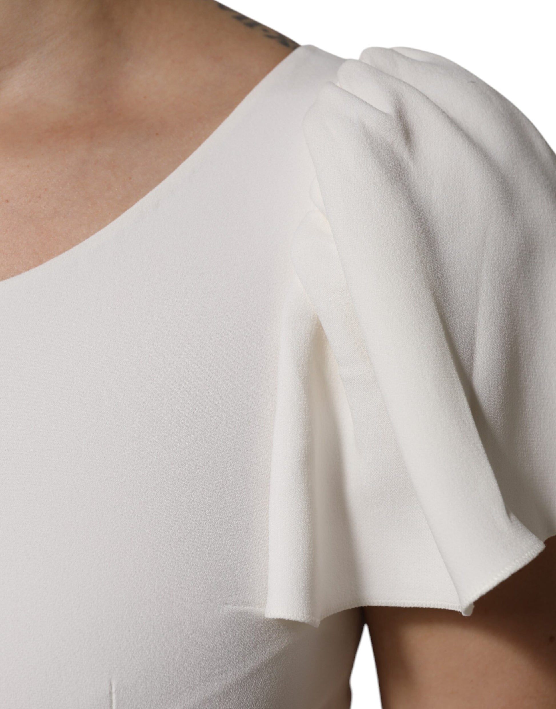 Dolce & Gabbana White Viscose Round Neck Short Sleeves Top Dolce & Gabbana