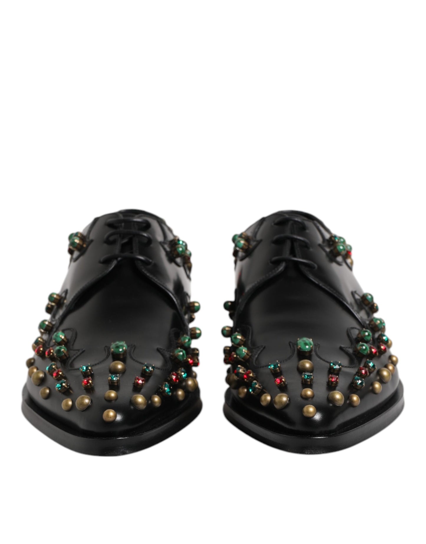 Dolce & Gabbana Black Leather Derby Dress Studded Shoes Dolce & Gabbana