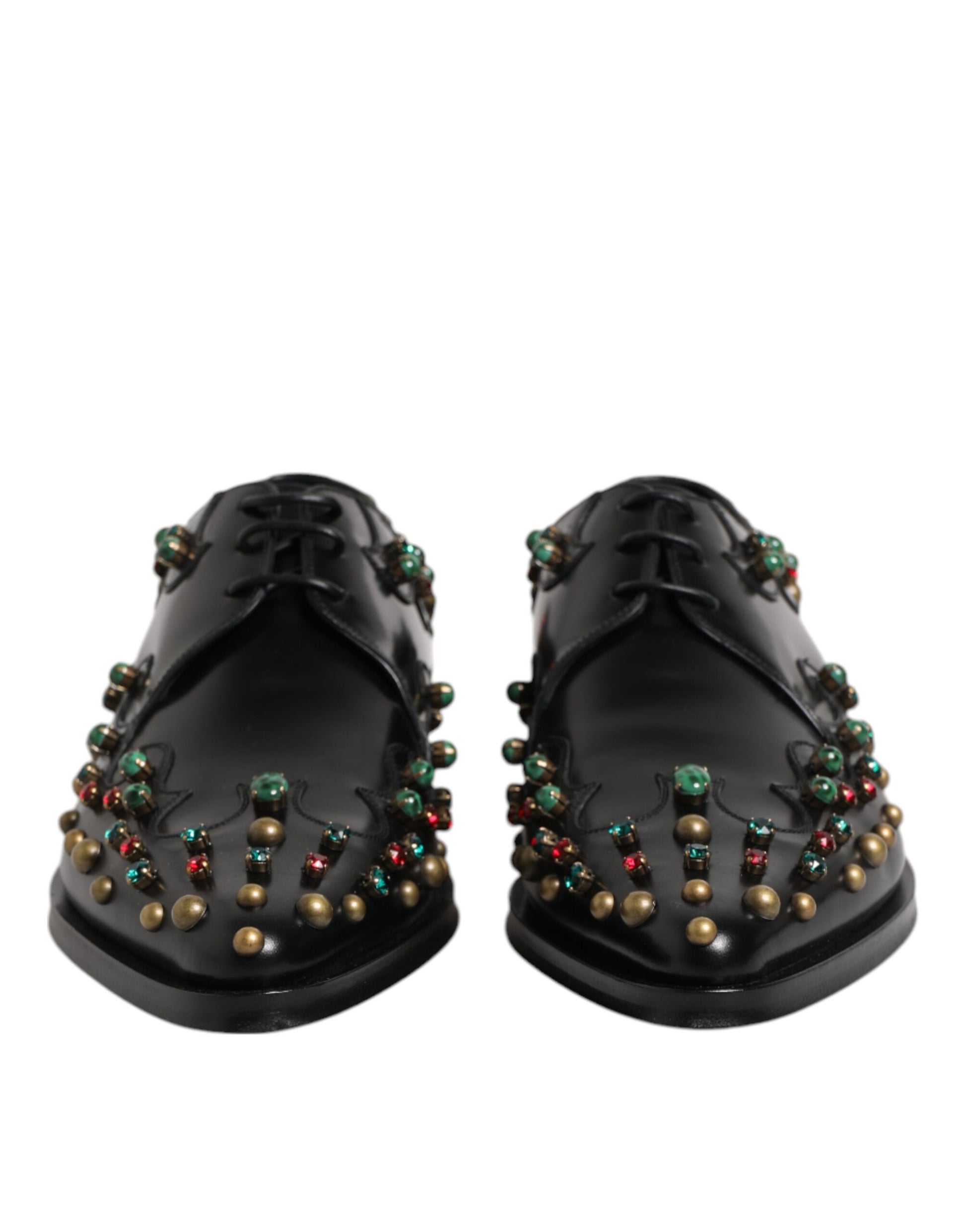 Dolce & Gabbana Black Leather Derby Dress Studded Shoes Dolce & Gabbana