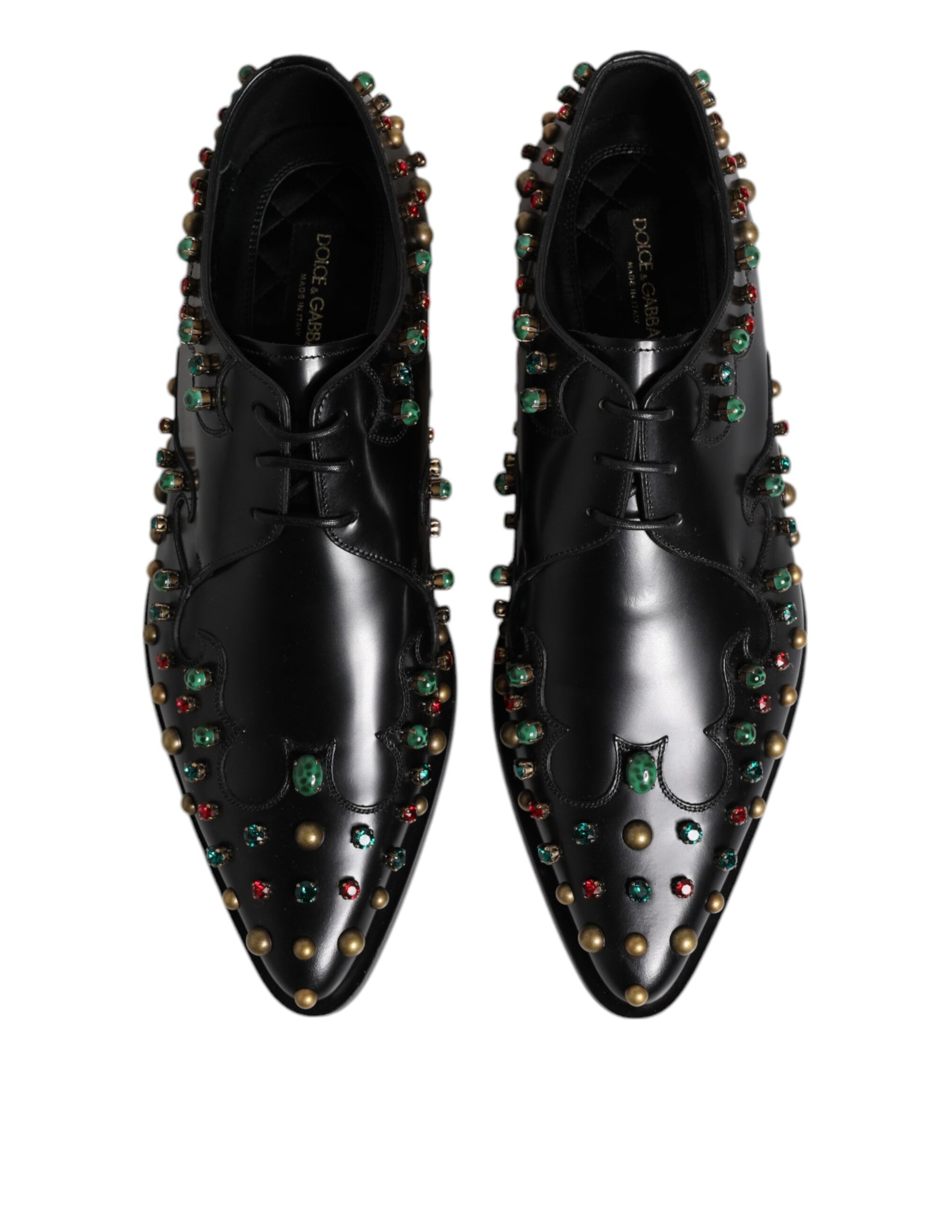 Dolce & Gabbana Black Leather Derby Dress Studded Shoes Dolce & Gabbana