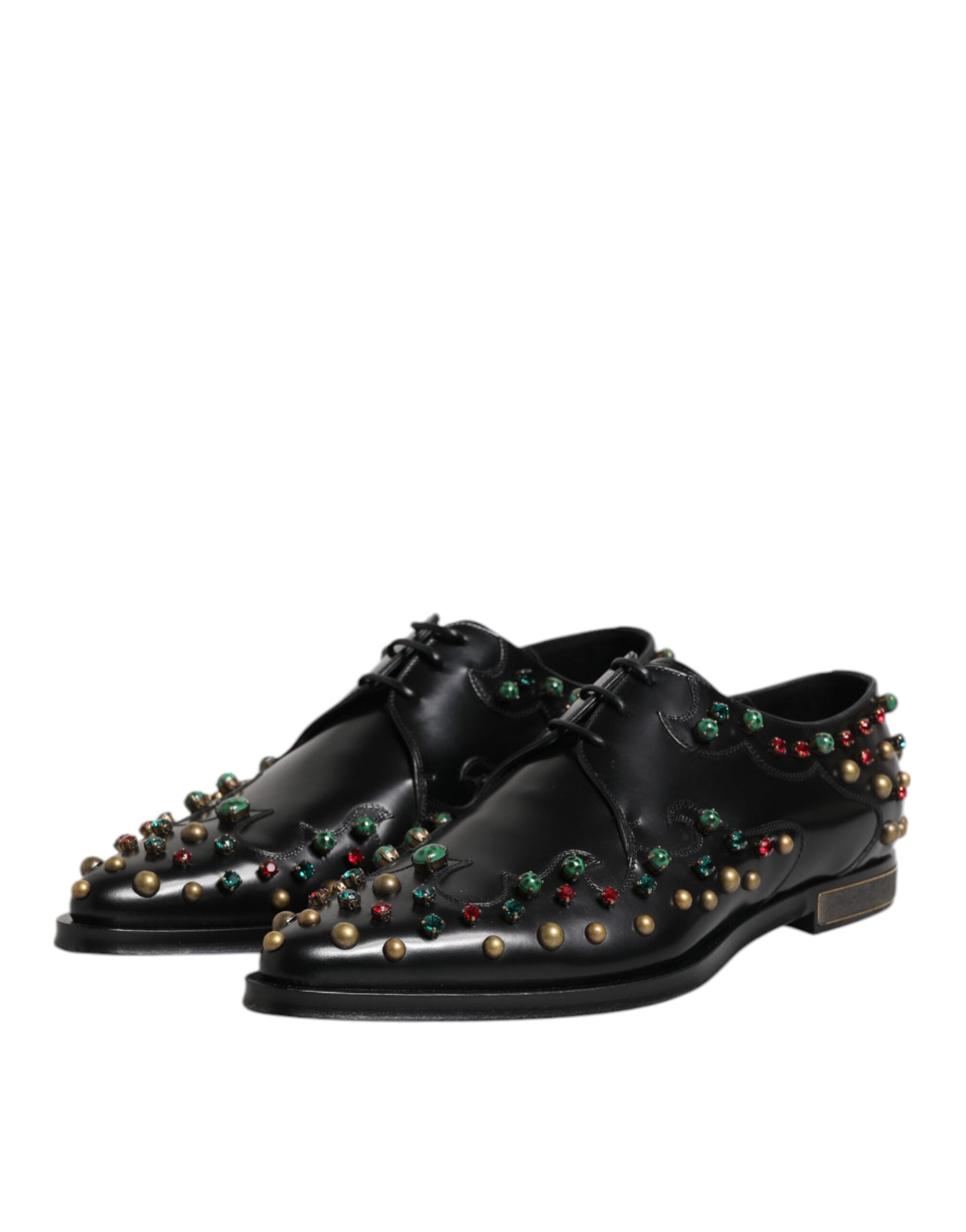 Dolce & Gabbana Black Leather Derby Dress Studded Shoes Dolce & Gabbana