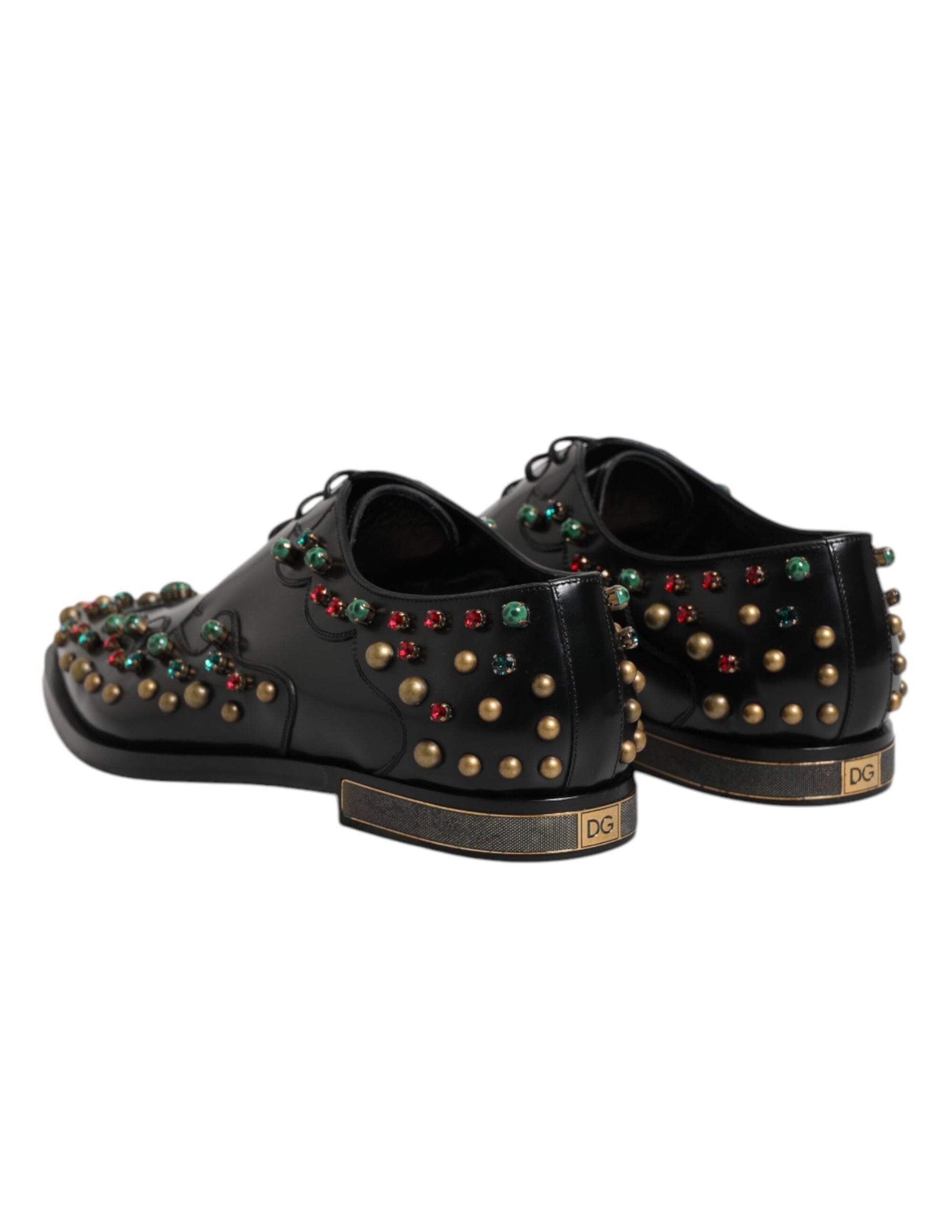 Dolce & Gabbana Black Leather Derby Dress Studded Shoes Dolce & Gabbana