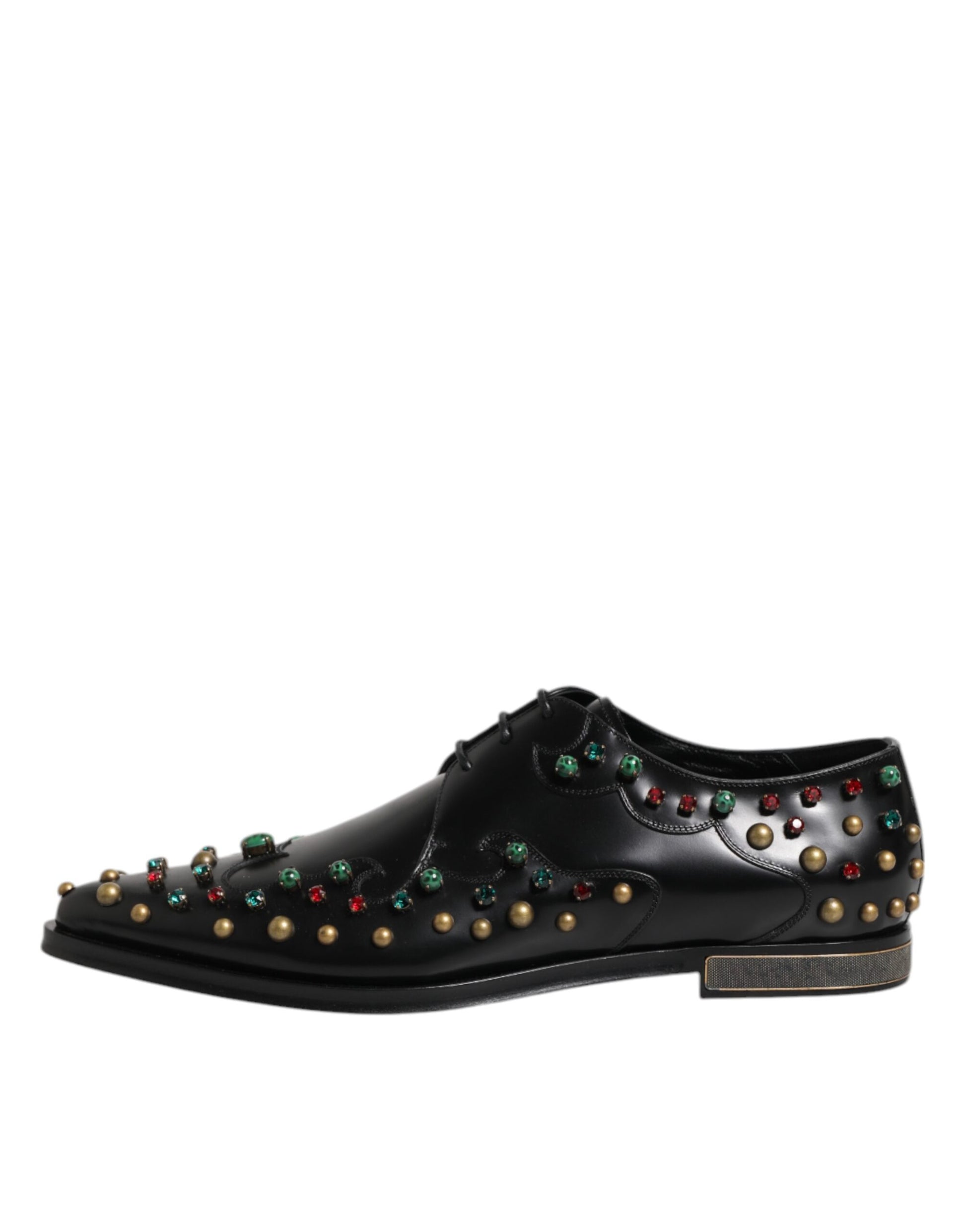 Dolce & Gabbana Black Leather Derby Dress Studded Shoes Dolce & Gabbana