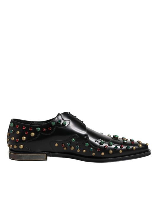 Dolce & Gabbana Black Leather Derby Dress Studded Shoes Dolce & Gabbana