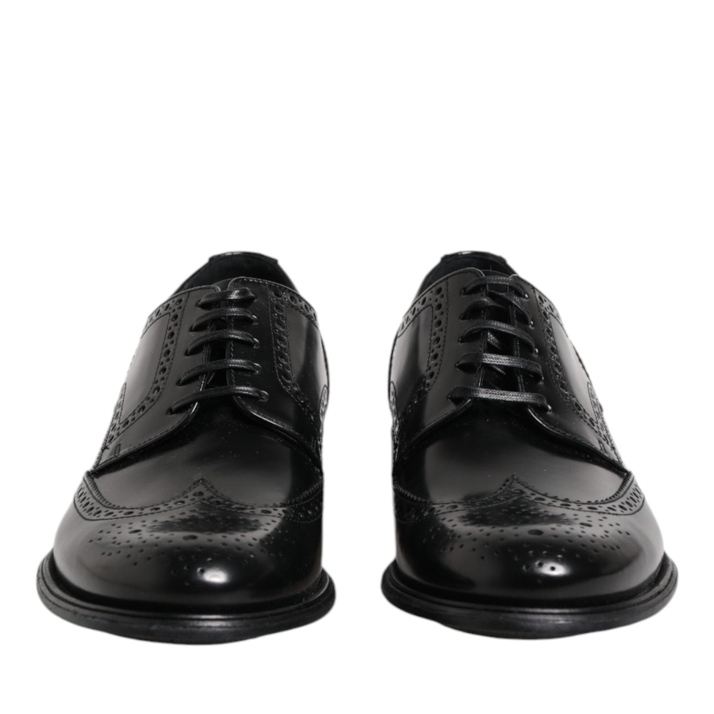 Dolce & Gabbana Black Leather Derby Wingtip Formal Shoes