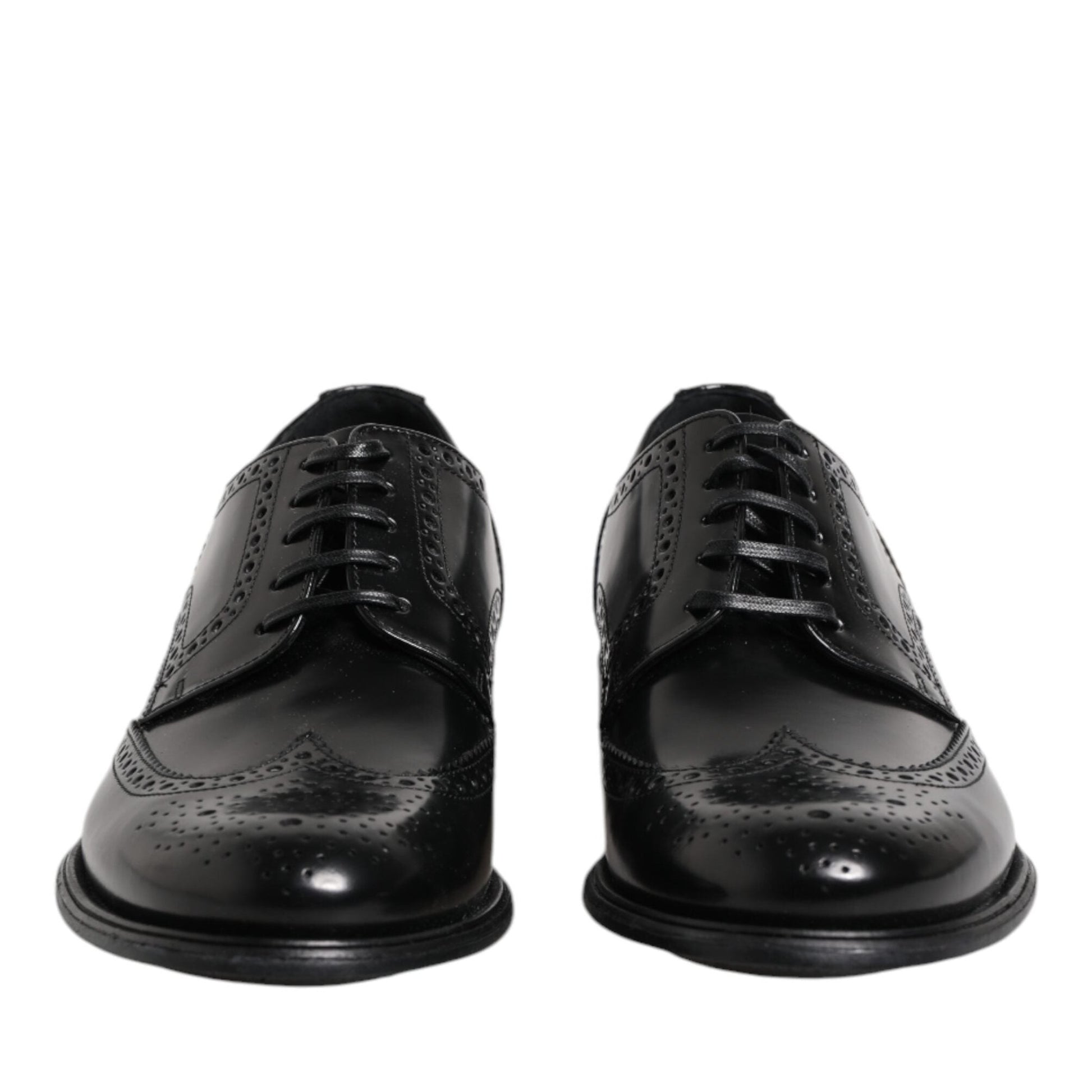 Dolce & Gabbana Black Leather Derby Wingtip Formal Shoes