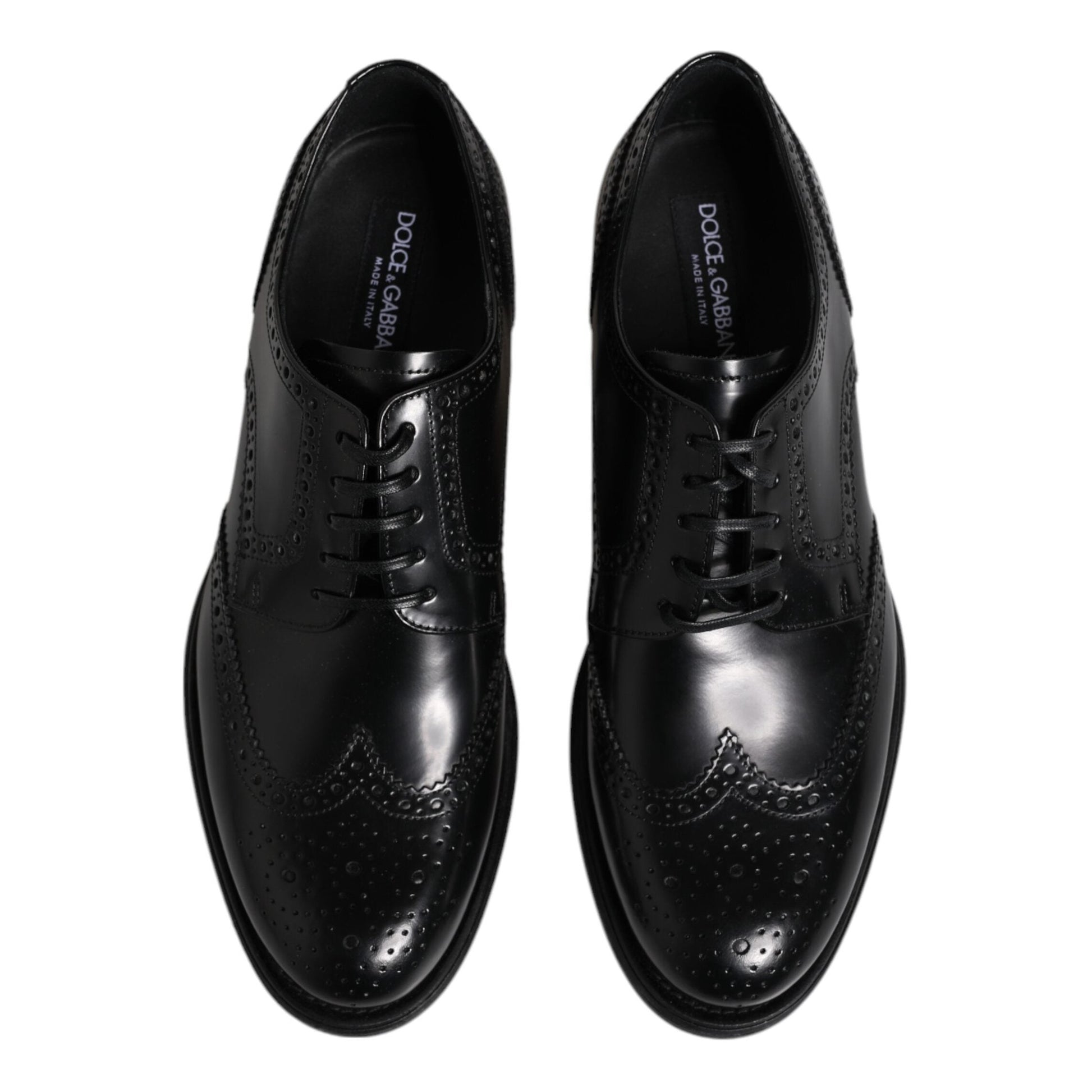 Dolce & Gabbana Black Leather Derby Wingtip Formal Shoes