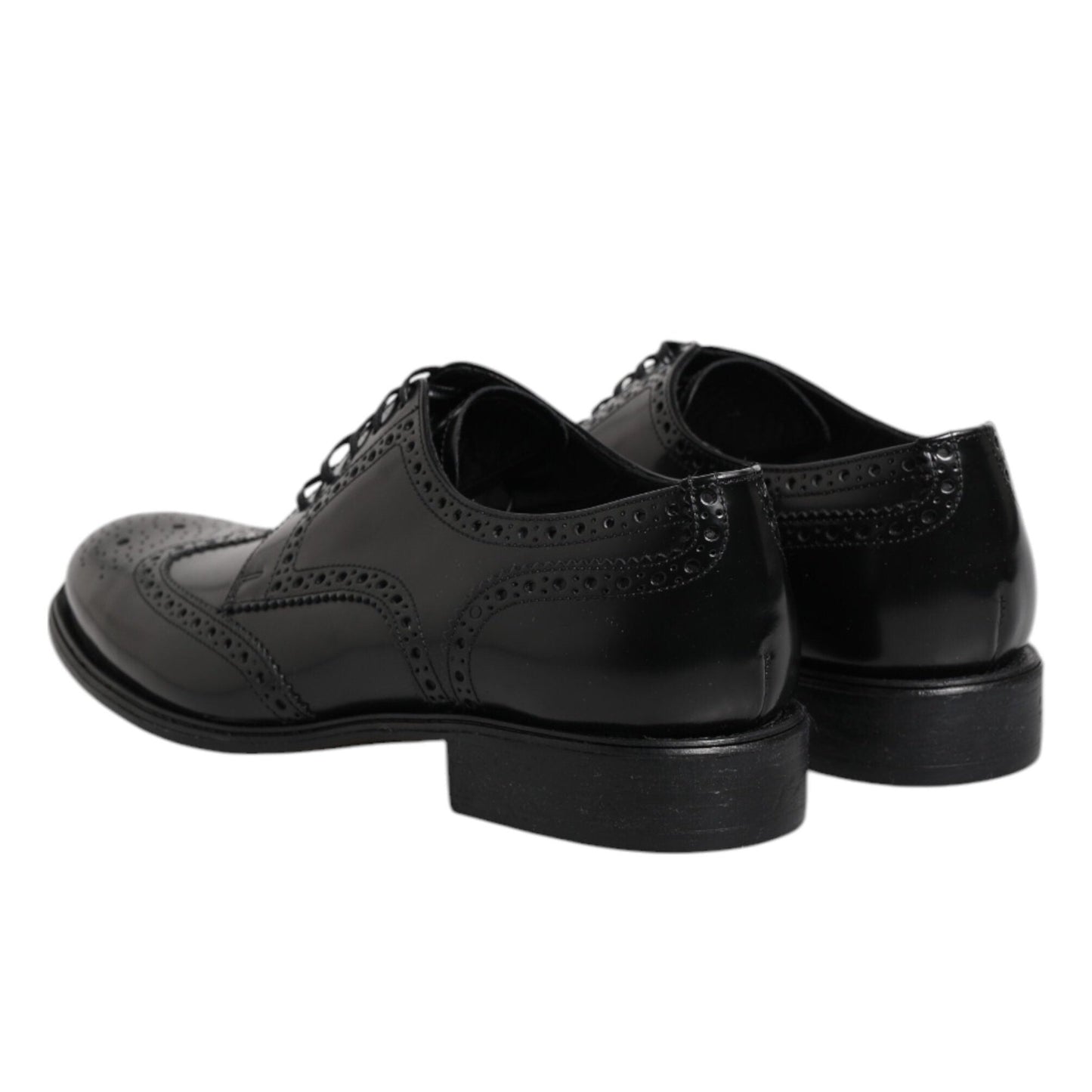 Dolce & Gabbana Black Leather Derby Wingtip Formal Shoes
