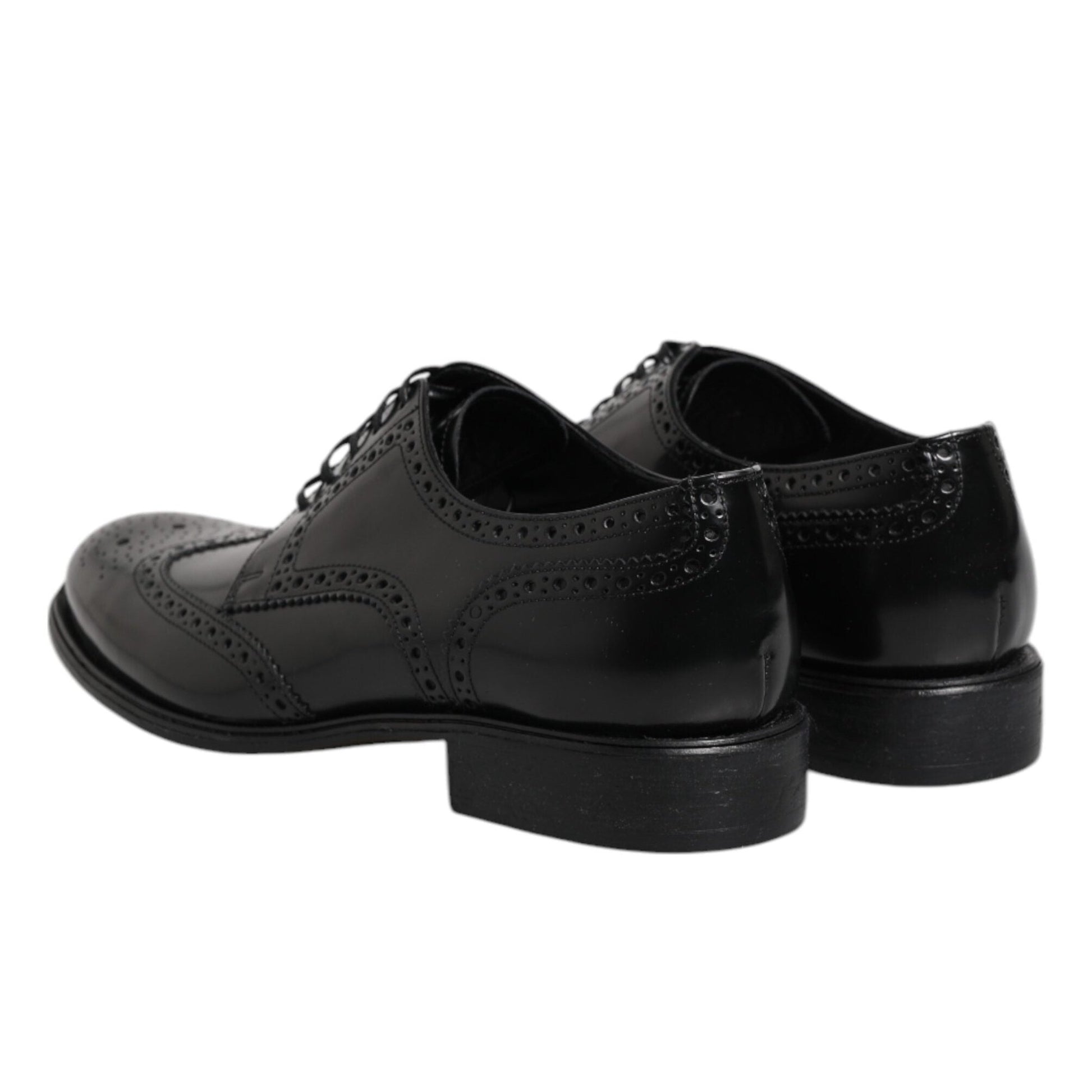Dolce & Gabbana Black Leather Derby Wingtip Formal Shoes