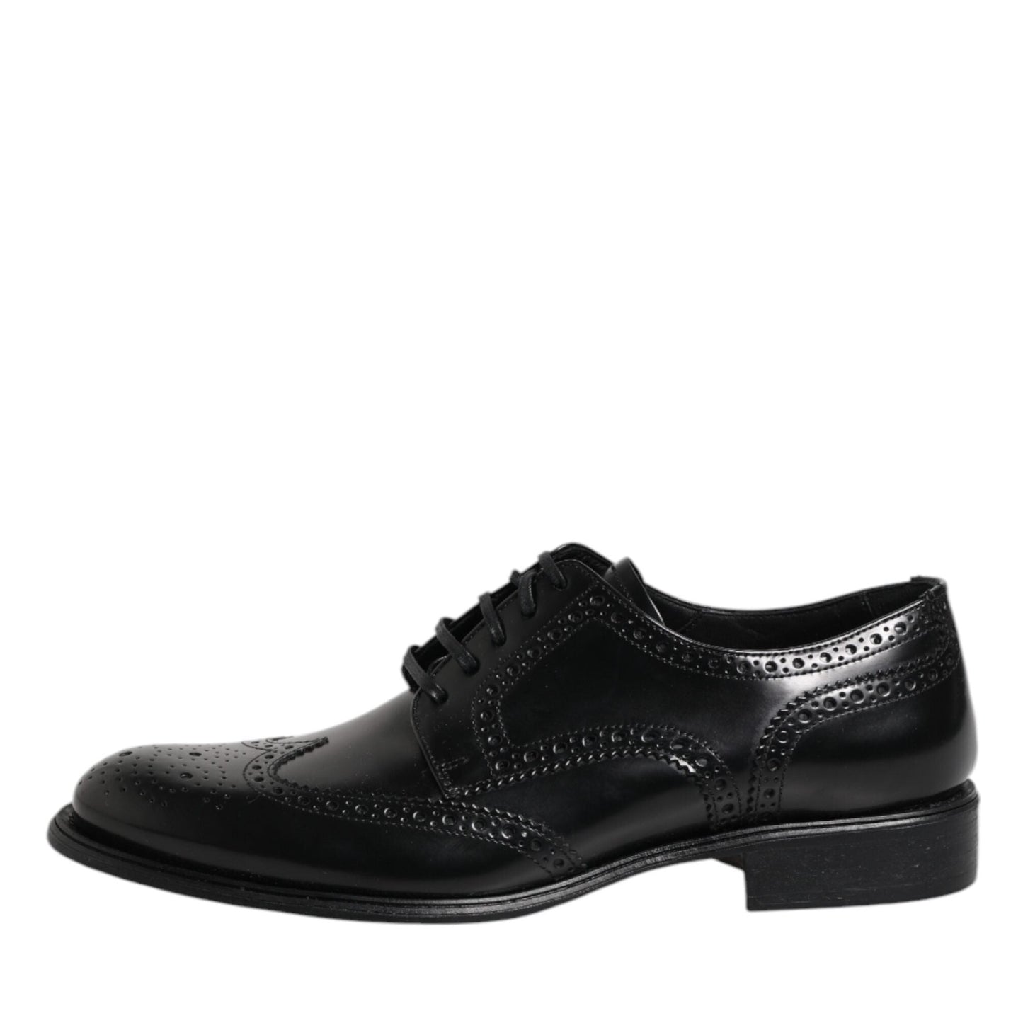 Dolce & Gabbana Black Leather Derby Wingtip Formal Shoes