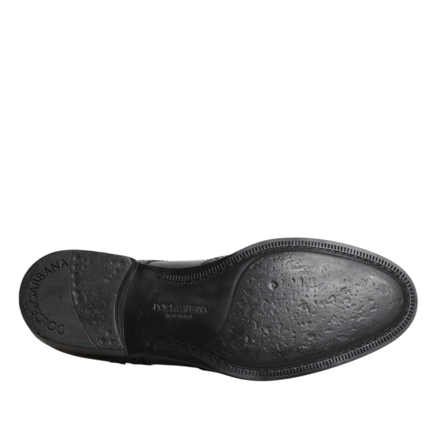 Dolce & Gabbana Black Leather Derby Wingtip Formal Shoes