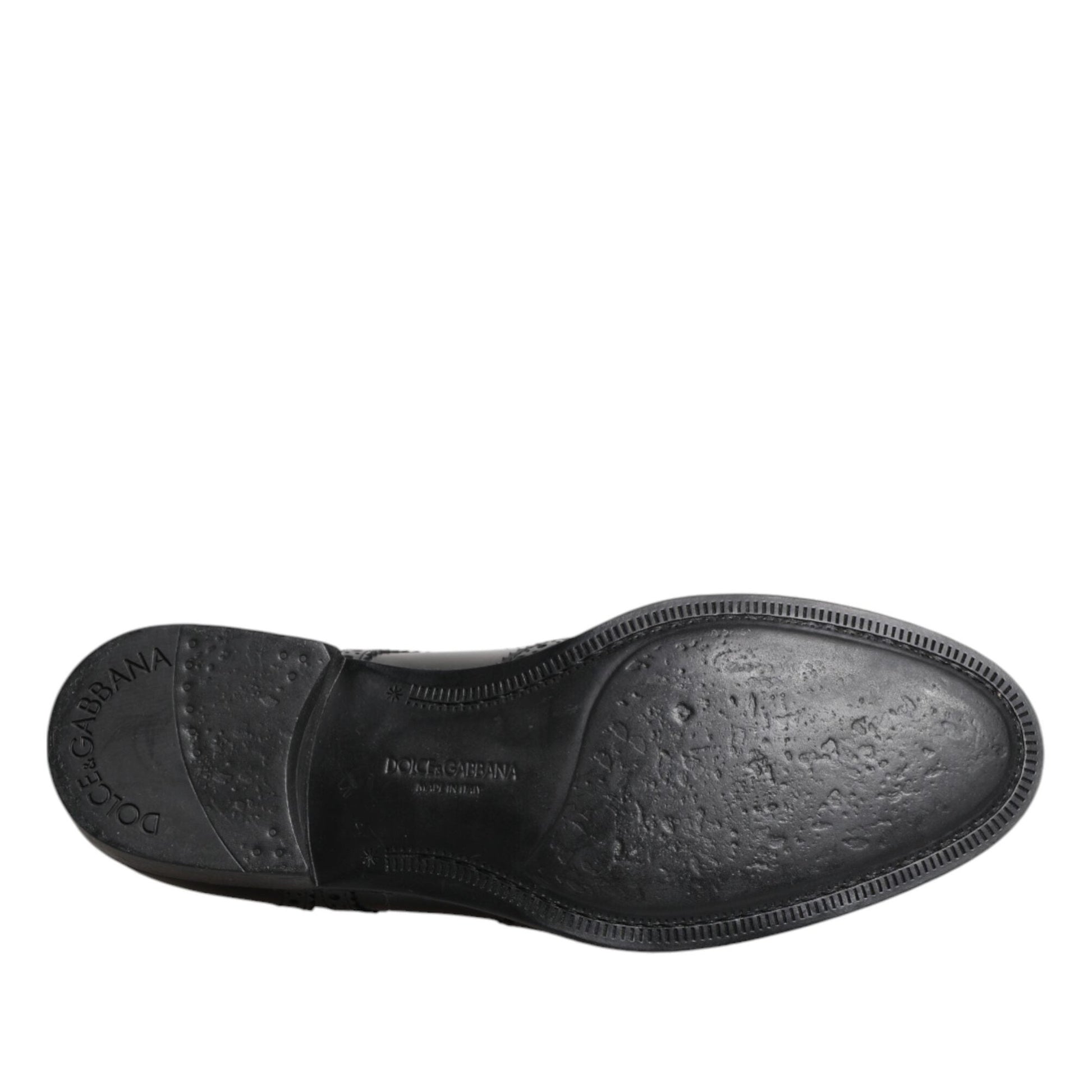 Dolce & Gabbana Black Leather Derby Wingtip Formal Shoes