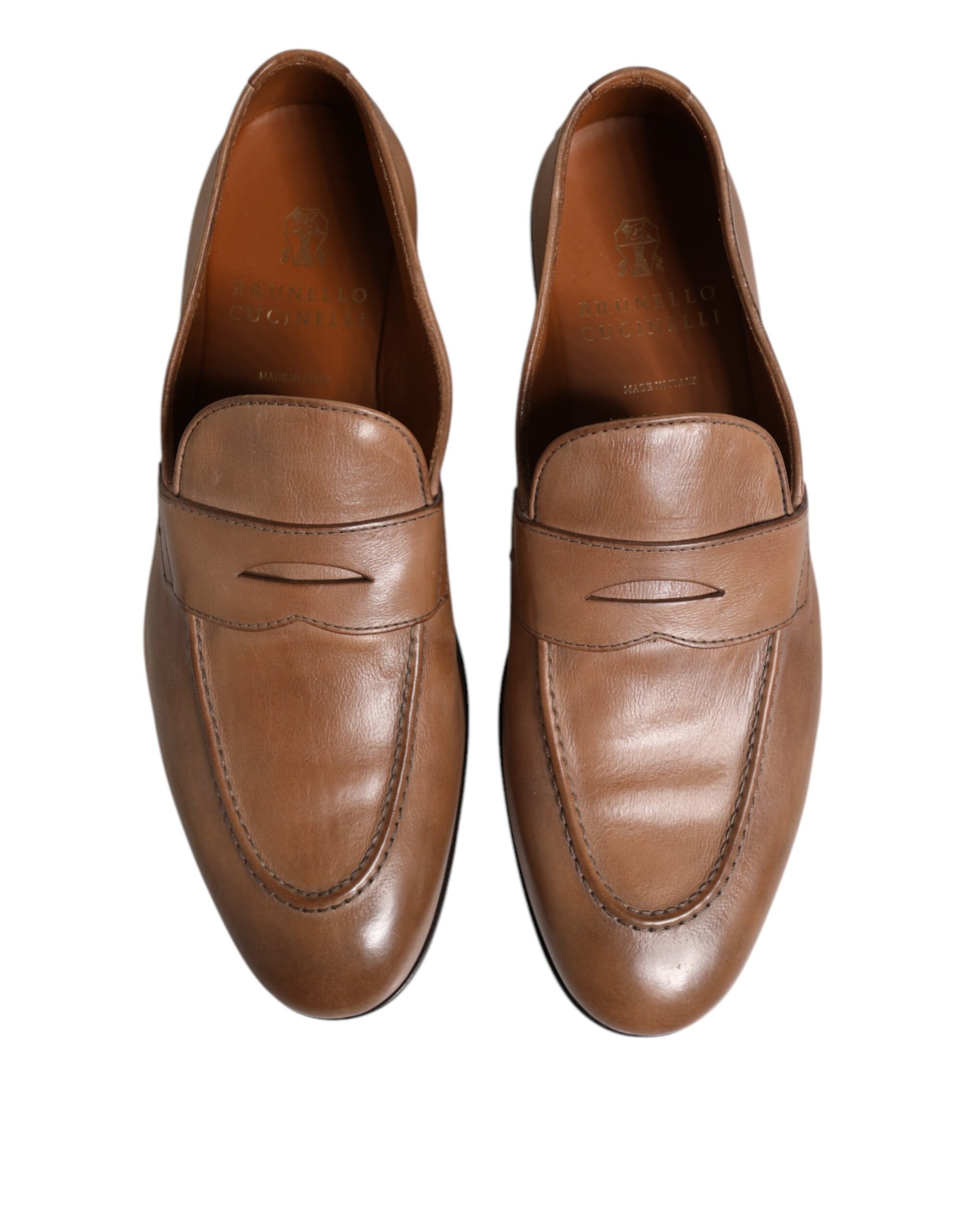 Brunello Cucinelli Brown Leather Loafer Dress Formal Shoes Brunello Cucinelli
