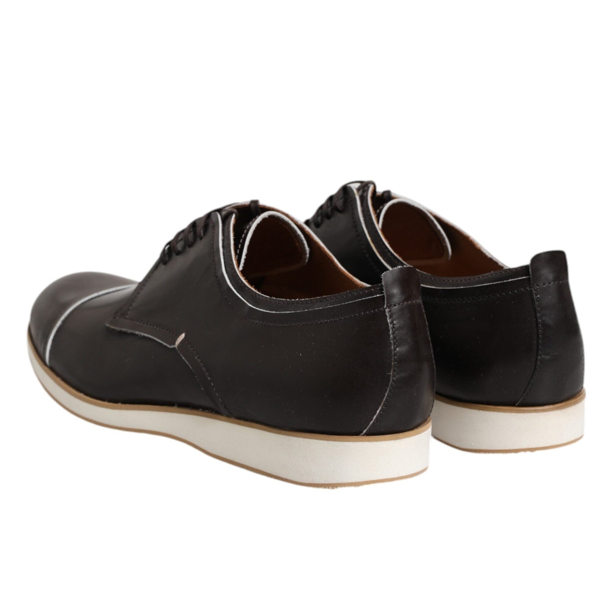 Pollini Dark Brown Leather Derby Lace Up Dress Formal Shoes