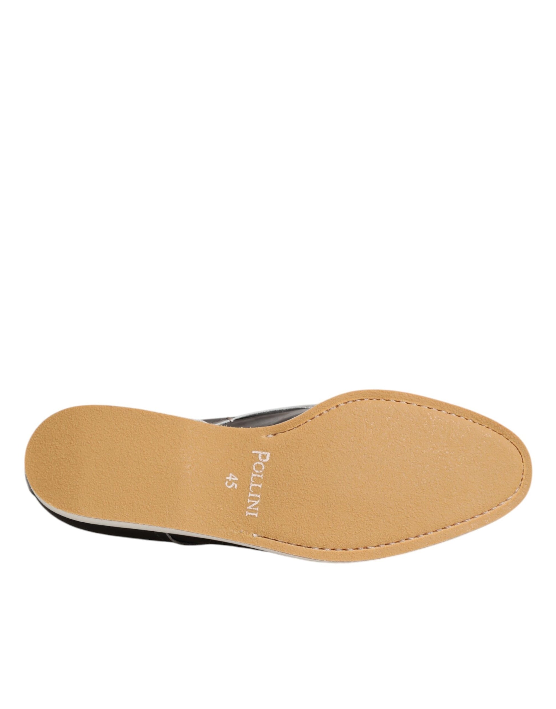 Pollini Dark Brown Leather Derby Lace Up Dress Formal Shoes Pollini