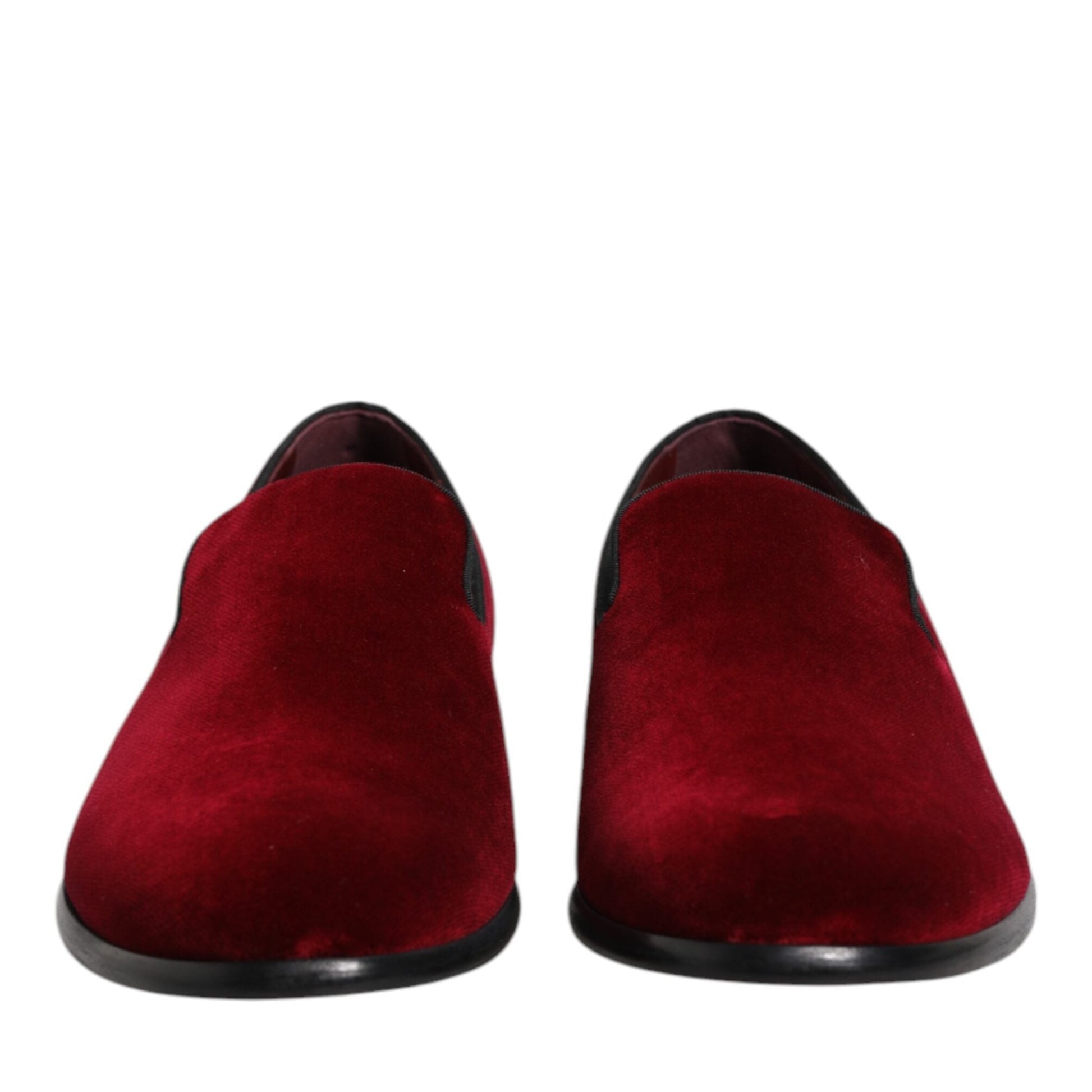 Dolce & Gabbana Red Cotton Velvet Slip On Loafers Formal Shoes Dolce & Gabbana