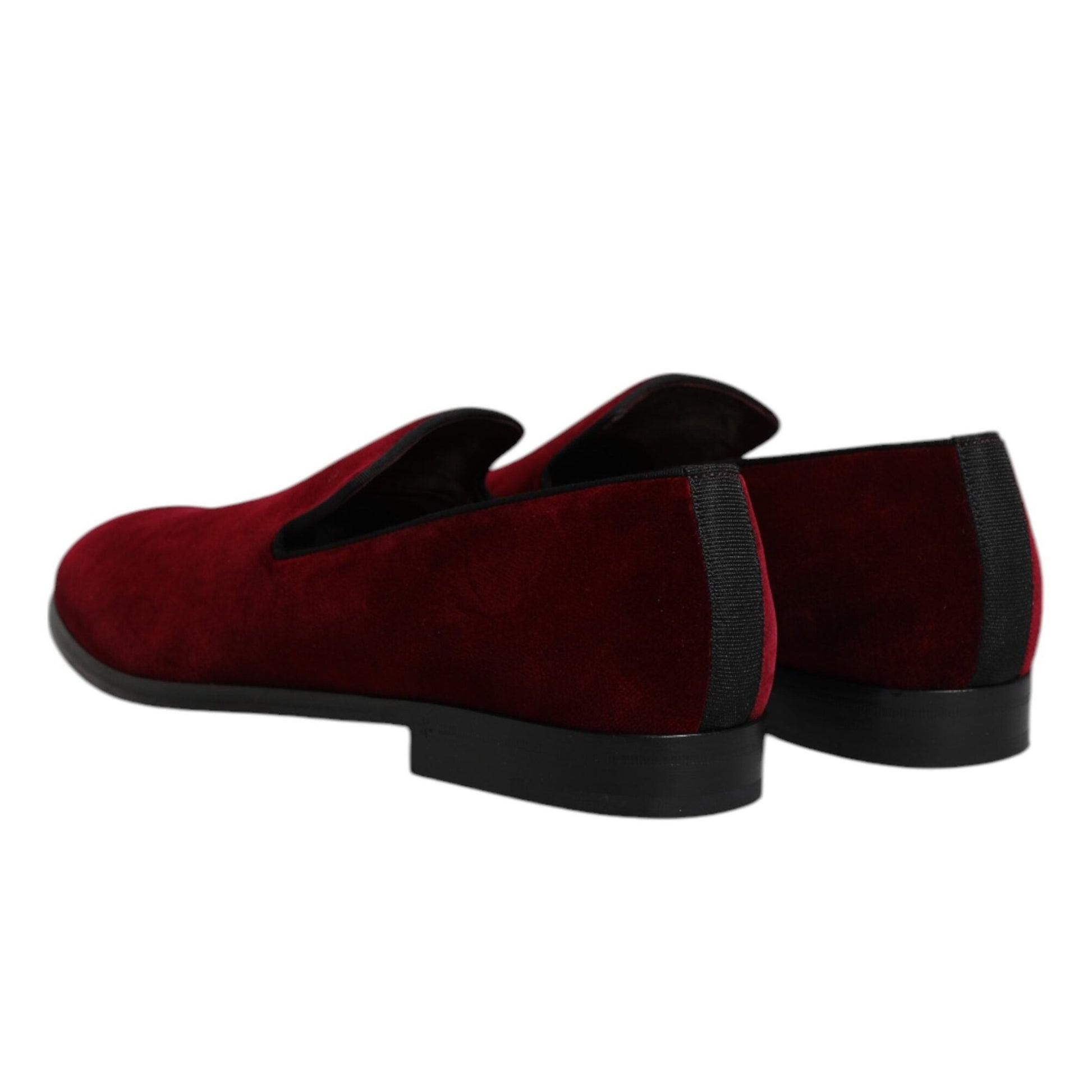Dolce & Gabbana Red Cotton Velvet Slip On Loafers Formal Shoes Dolce & Gabbana