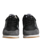 Trussardi Black Gray Lace Up Low Top Casual Sneakers Shoes