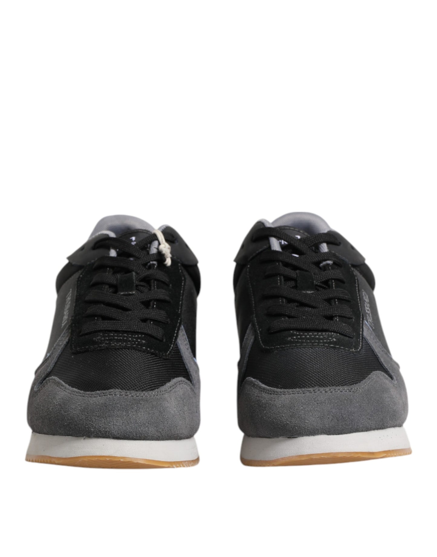 Trussardi Black Gray Lace Up Low Top Casual Sneakers Shoes Trussardi