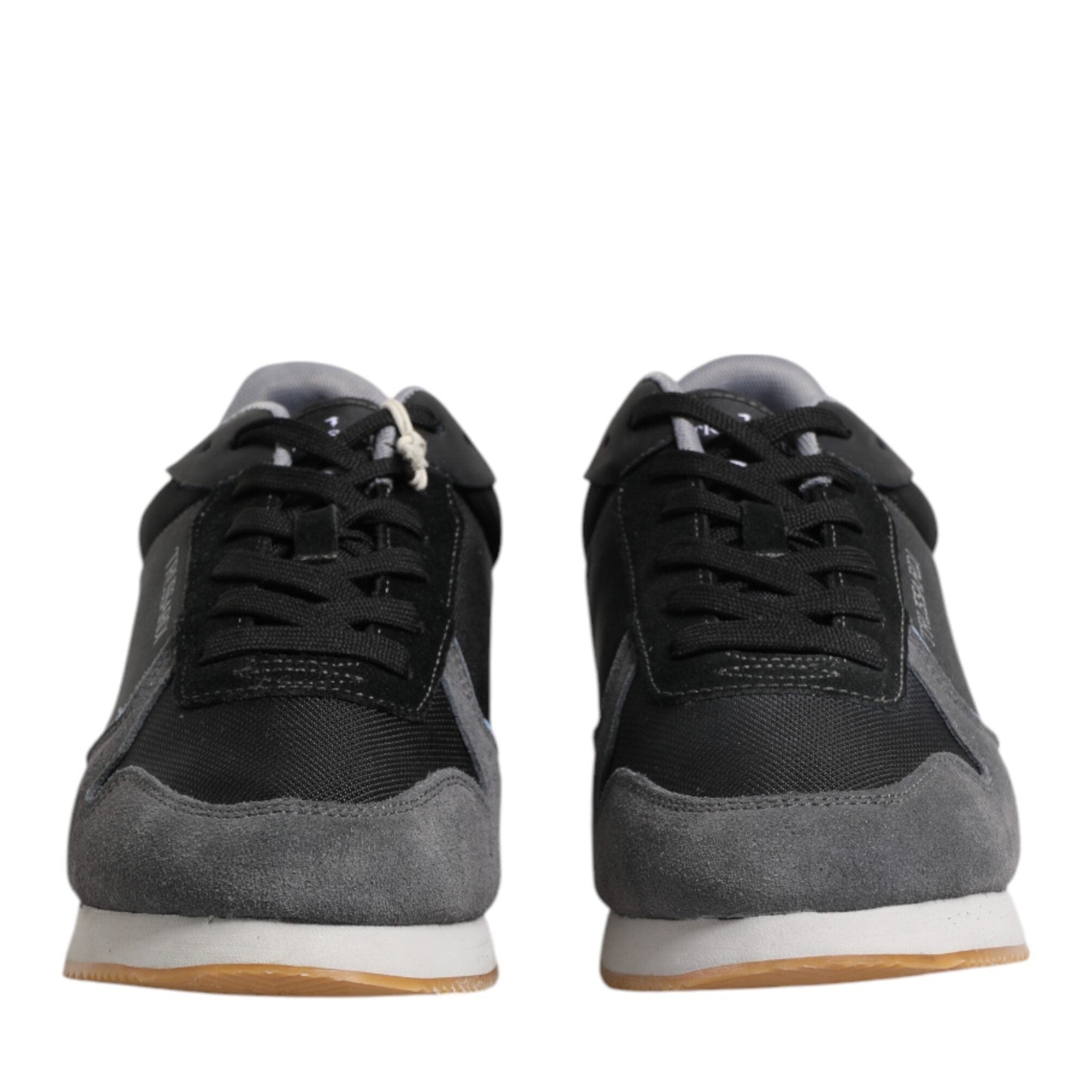 Trussardi Black Gray Lace Up Low Top Casual Sneakers Shoes